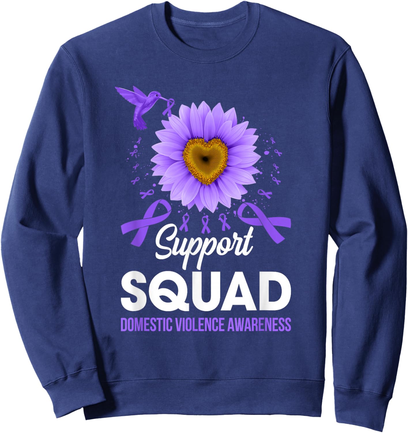 Support Squad Domestic Violence Awareness Sunflower Sweatshirt - Sweatshirt | Navy