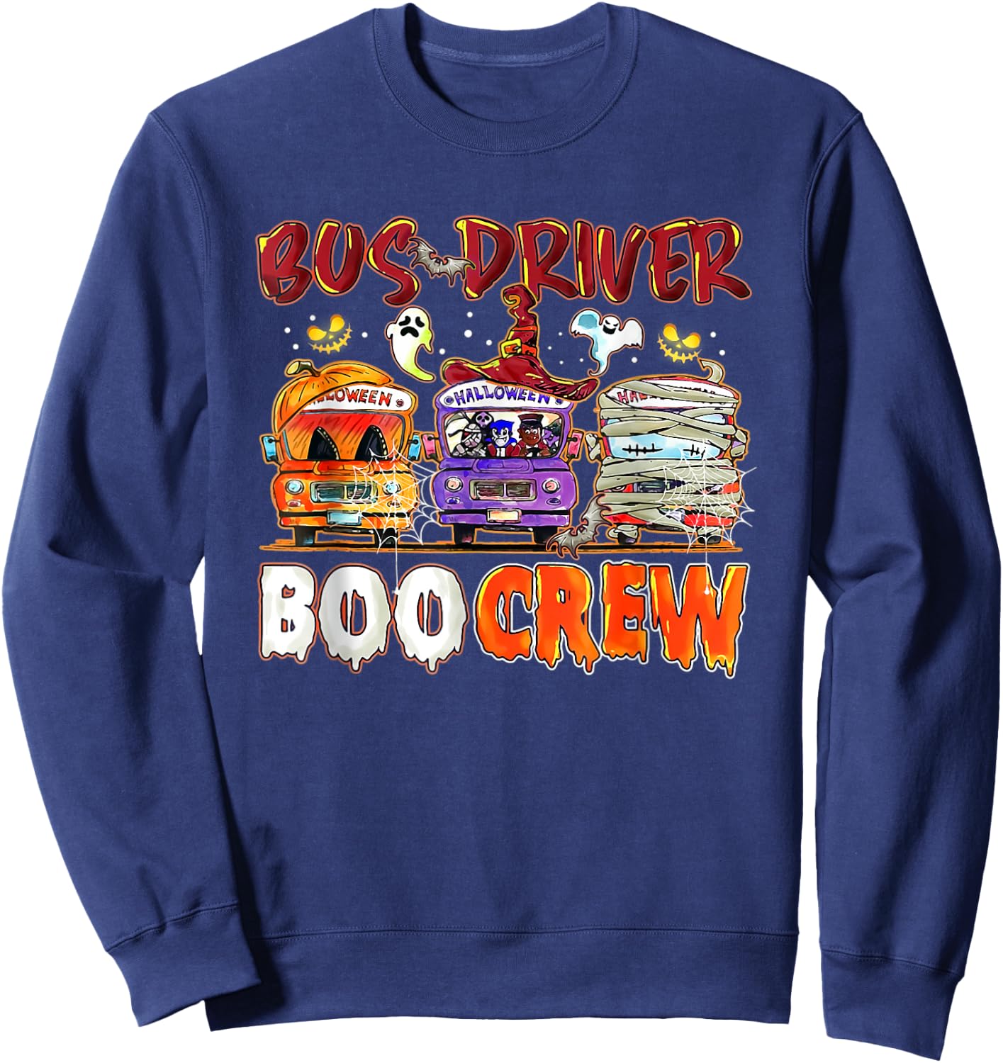 Bus Driver Boo Crew School Bus Driver Life Halloween Sweatshirt - Sweatshirt | Navy
