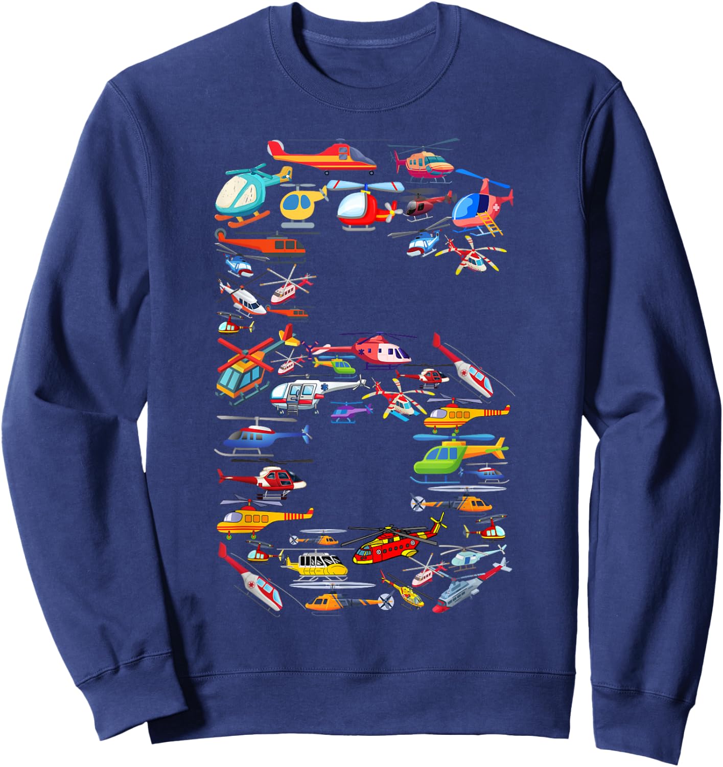Helicopter 6th Birthday Kids Airplane 6 Year Old Boy Plane Sweatshirt - Sweatshirt | Navy