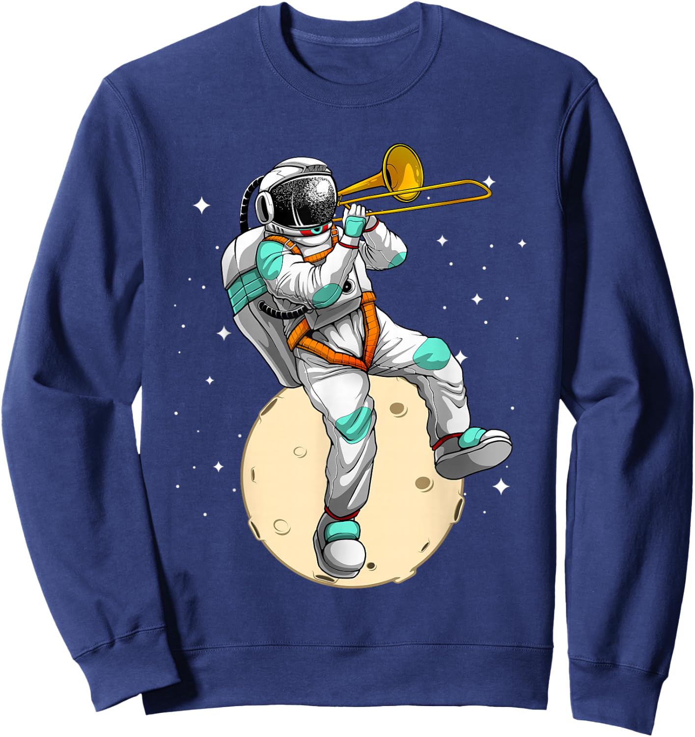 Funny Astronaut Trombone Art Women Trombone Player Sweatshirt - Sweatshirt | Navy