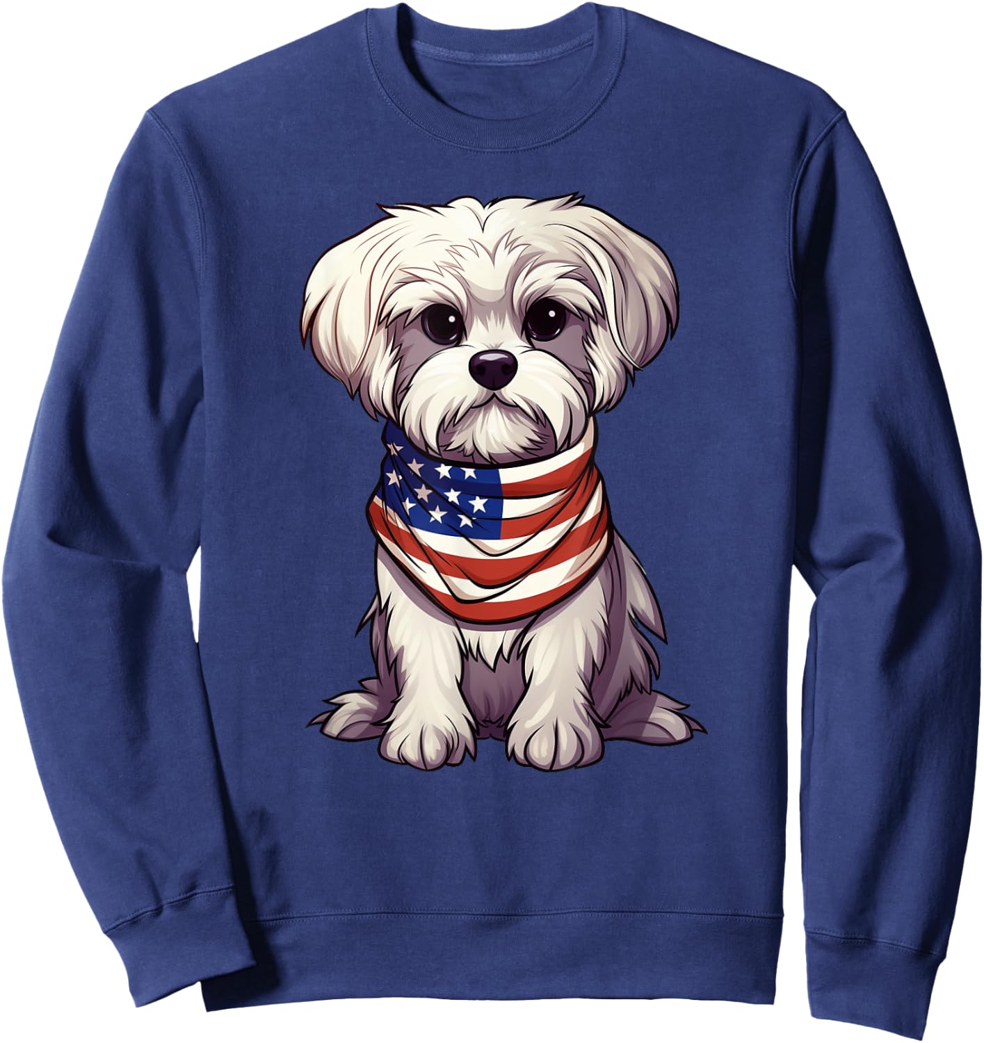 Maltese American Flag Maltese Dog Owner Mom Dad Men Women Sweatshirt - Sweatshirt | Navy