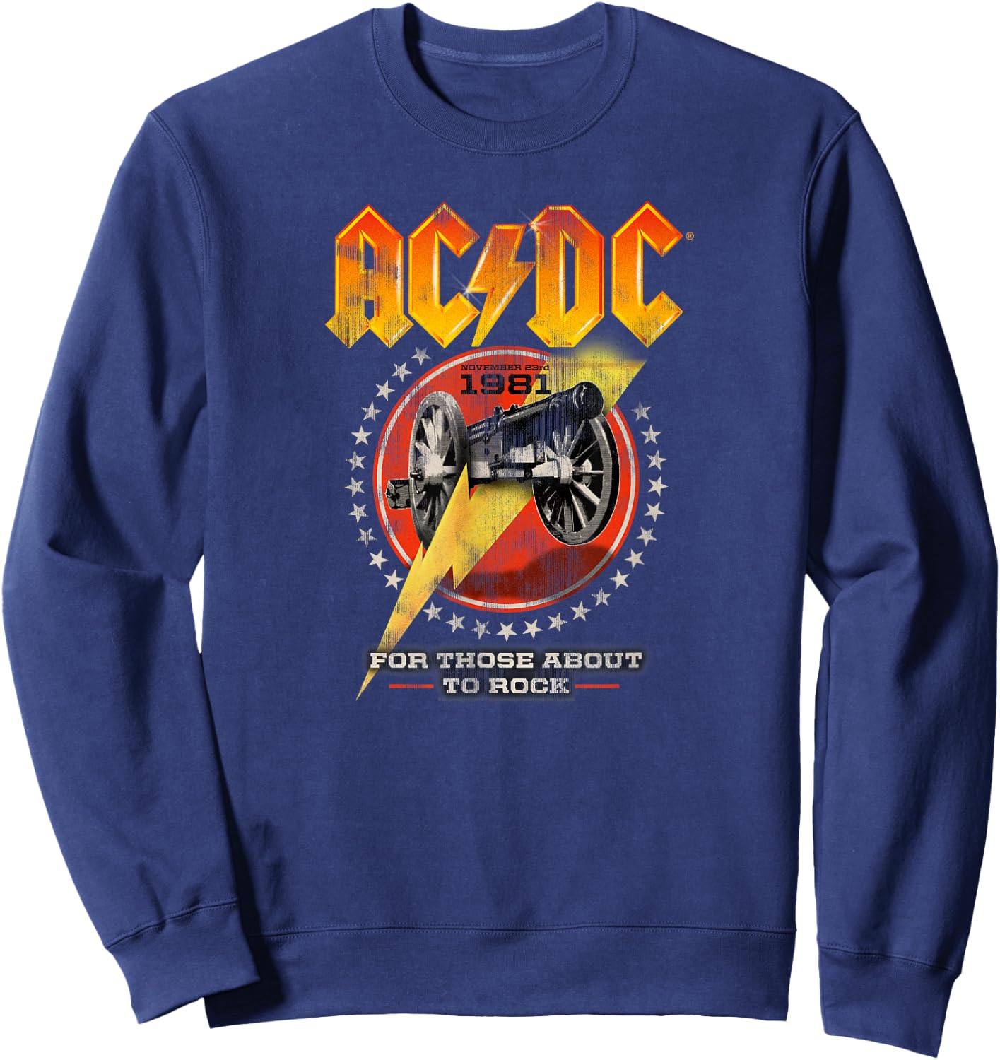 Official AC/DC For Those About To Rock 1981 Rock Band Music Sweatshirt - Sweatshirt | Navy