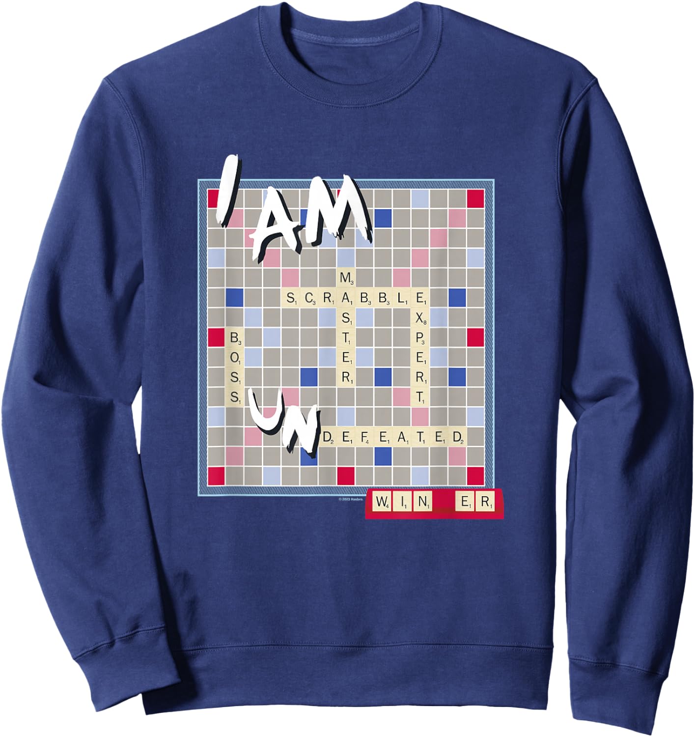 Scrabble I Am Undefeated Winning Letters Vintage Board Sweatshirt - Sweatshirt | Navy