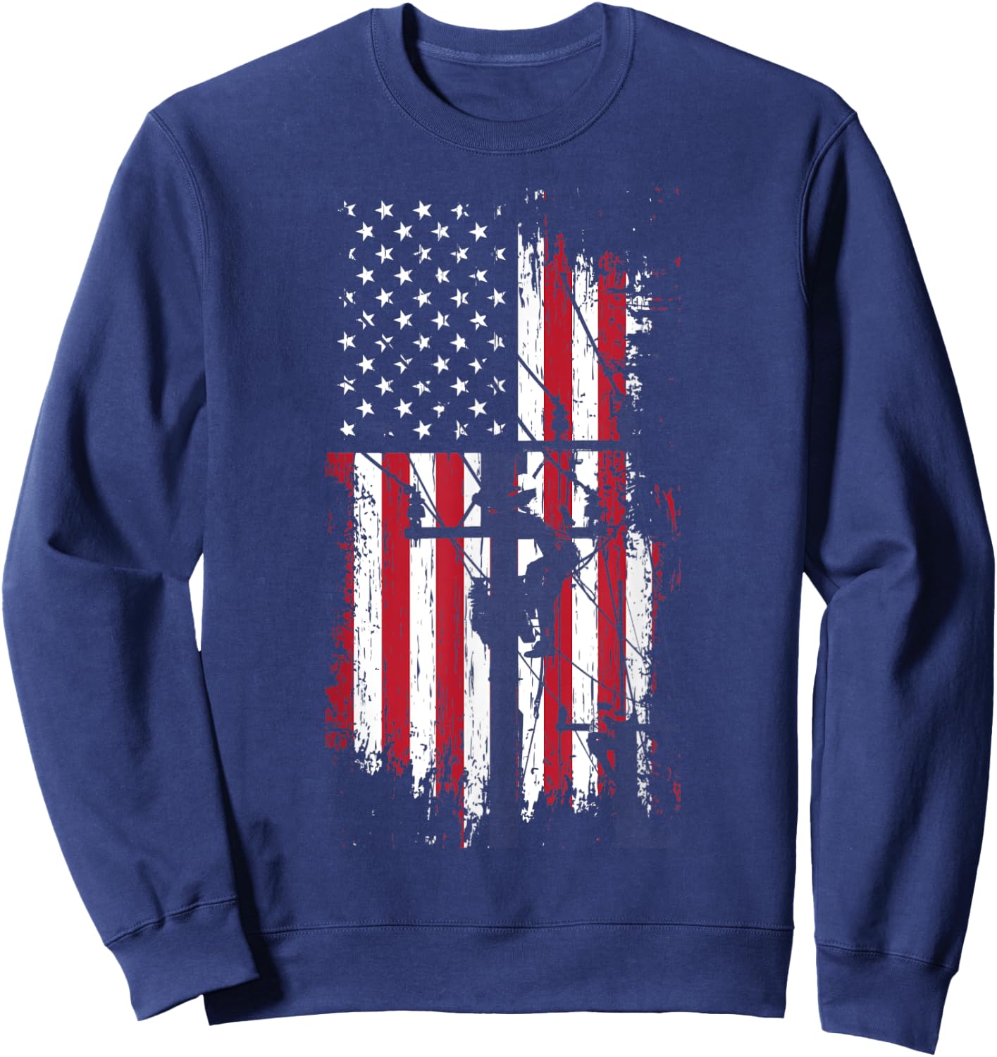 Patriot US Citizen USA Flag Design For Electrician Men Sweatshirt - Sweatshirt | Navy