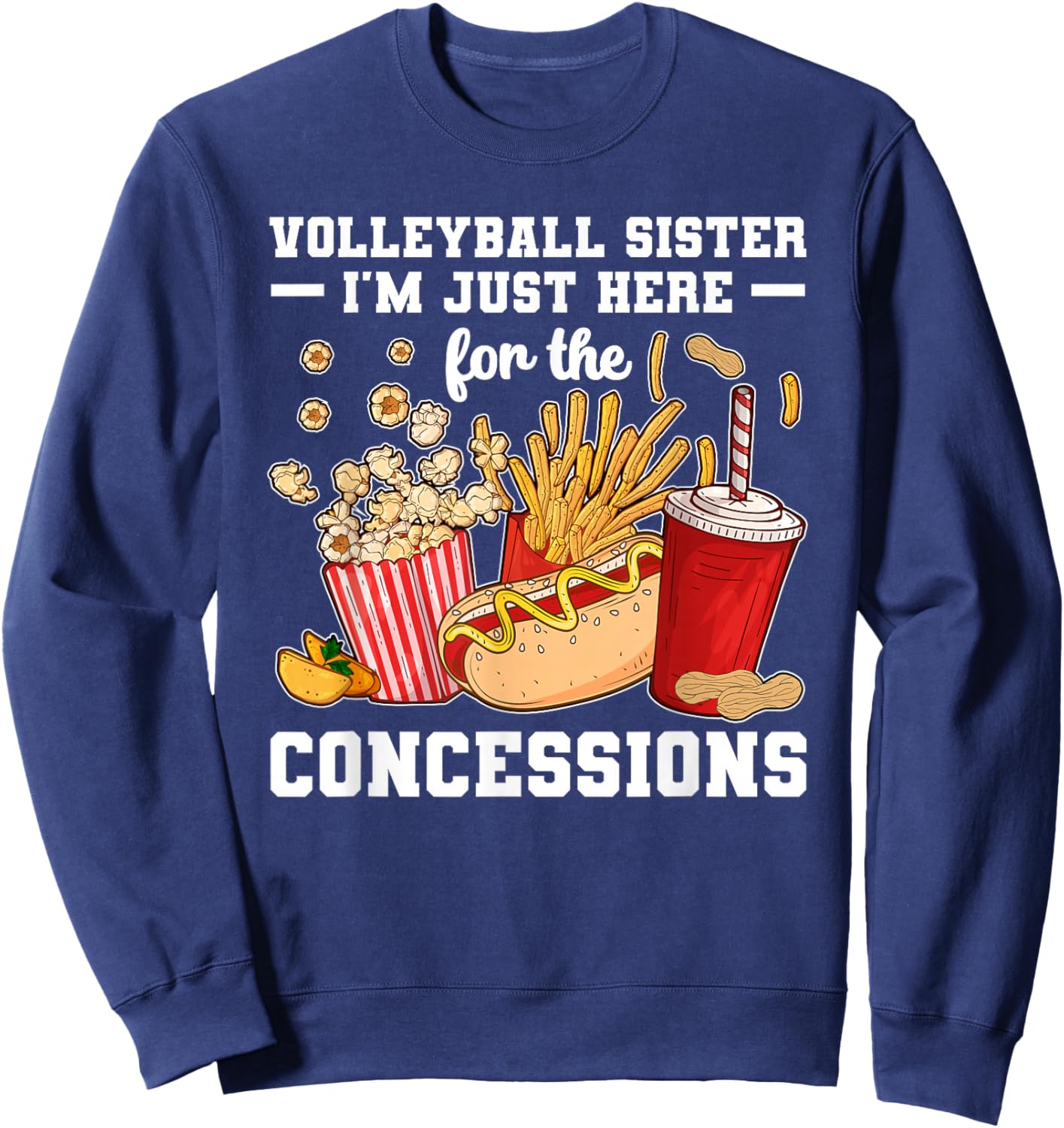 Volleyball Sister Funny Sister Of A Volleyball Player Sweatshirt - Sweatshirt | Navy