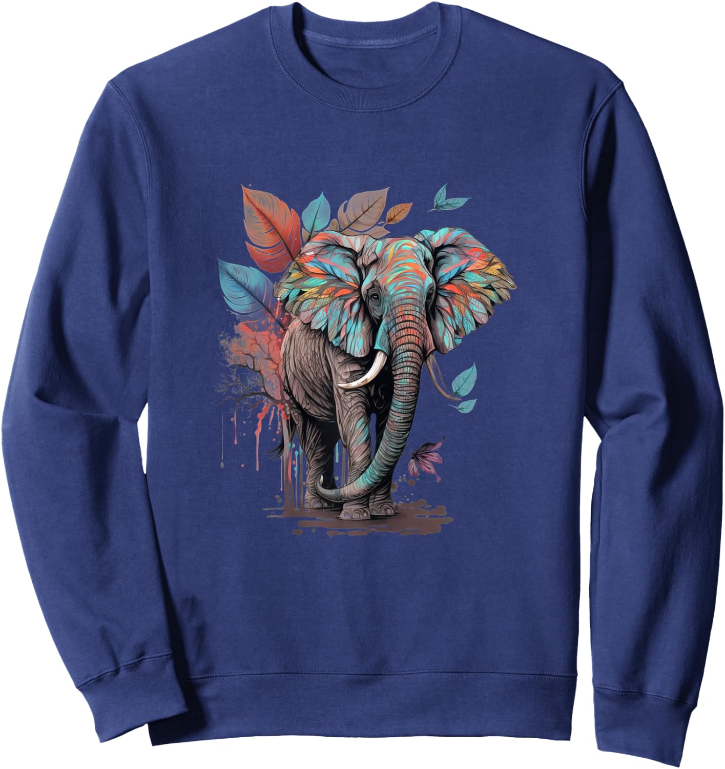 Boho Elephant | Bohemain Style | Cute Elephant Sweatshirt - Sweatshirt | Navy