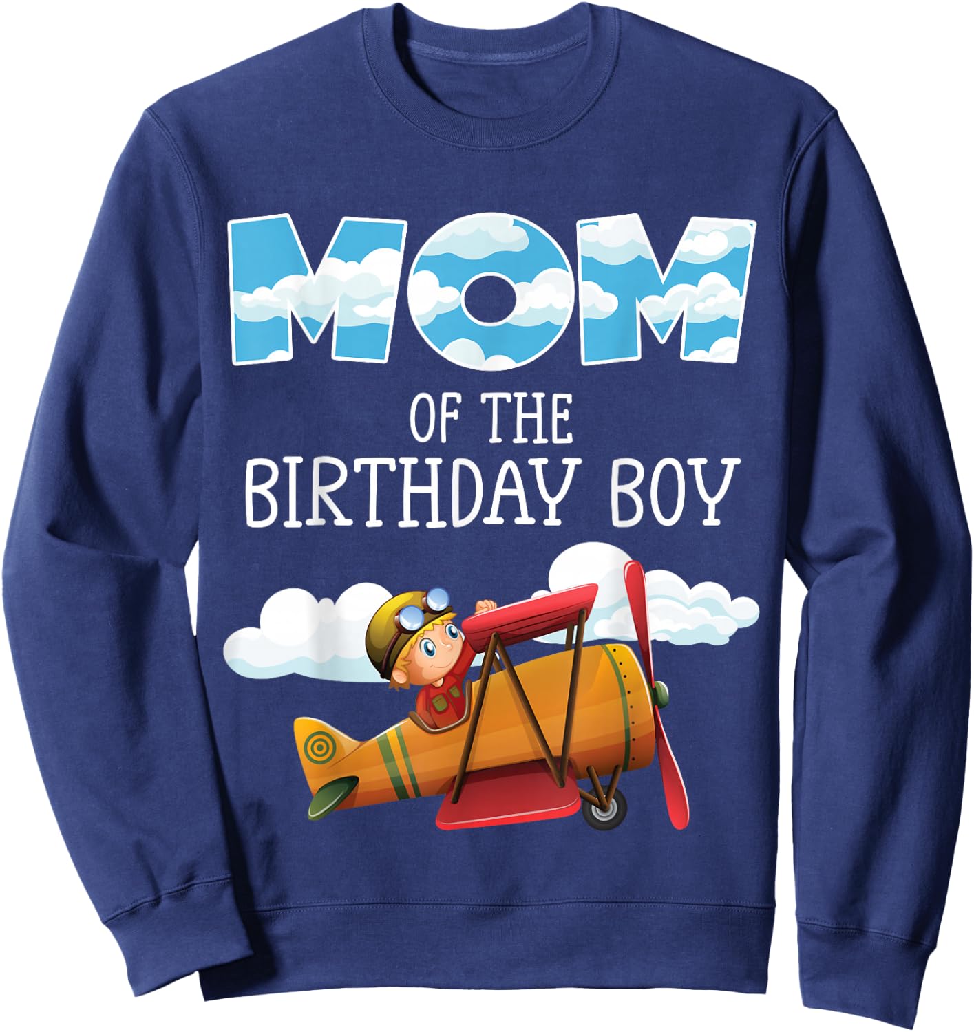 Mom of the Birthday Boy Little Pilot Family Matching Sweatshirt - Sweatshirt | Navy