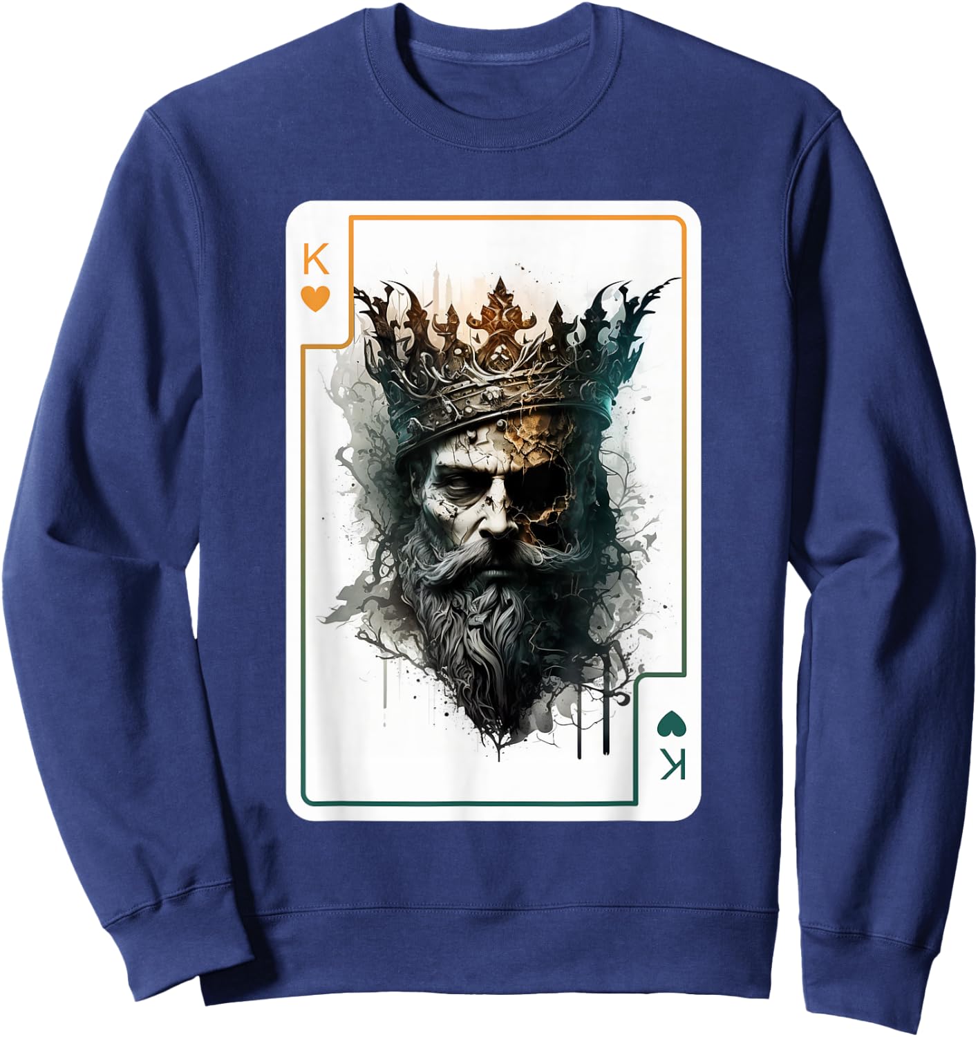 King of Hearts Creepy Card Game Poker Gothic Halloween Sweatshirt - Sweatshirt | Navy