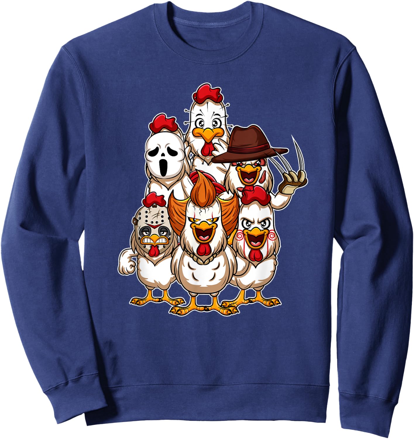 My Little Horror Crew - Halloween Chicken Horror Movie Sweatshirt - Sweatshirt | Navy