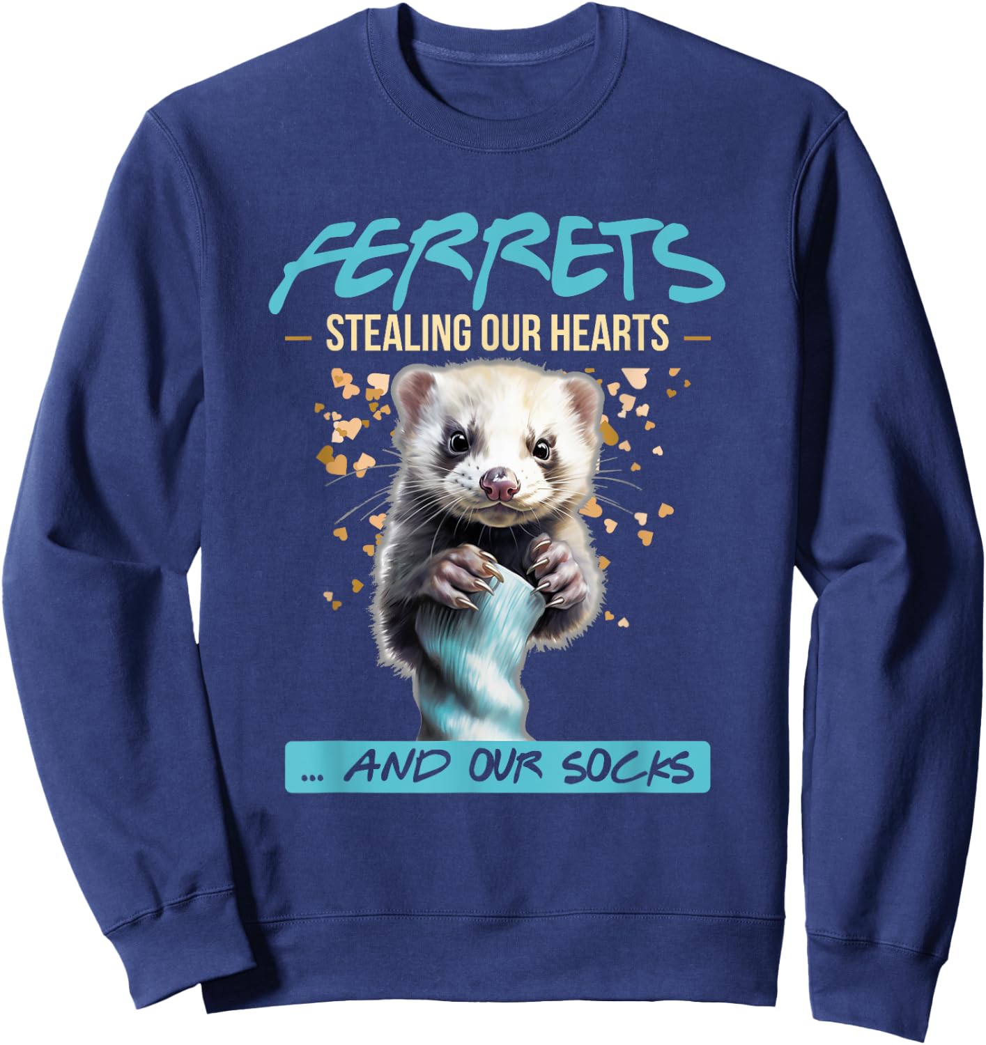 Ferrets Hearts & Socks | Ferret Pet Owner Funny Sweatshirt - Sweatshirt | Navy