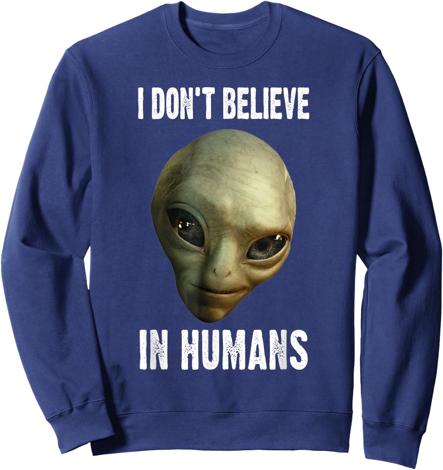 Green Turquoise Alien Face Halloween Costume Sweatshirt - Sweatshirt | Navy