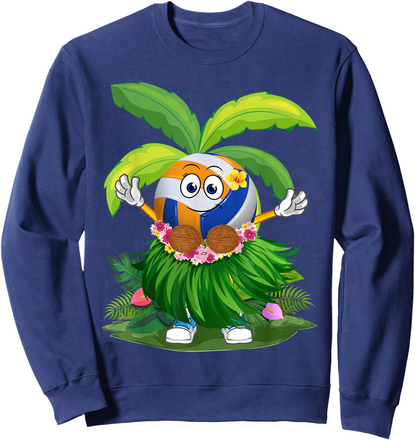 Cute Hawaiian Volleyball Ball Tropical Beach Summer Vacation Sweatshirt - Sweatshirt | Navy