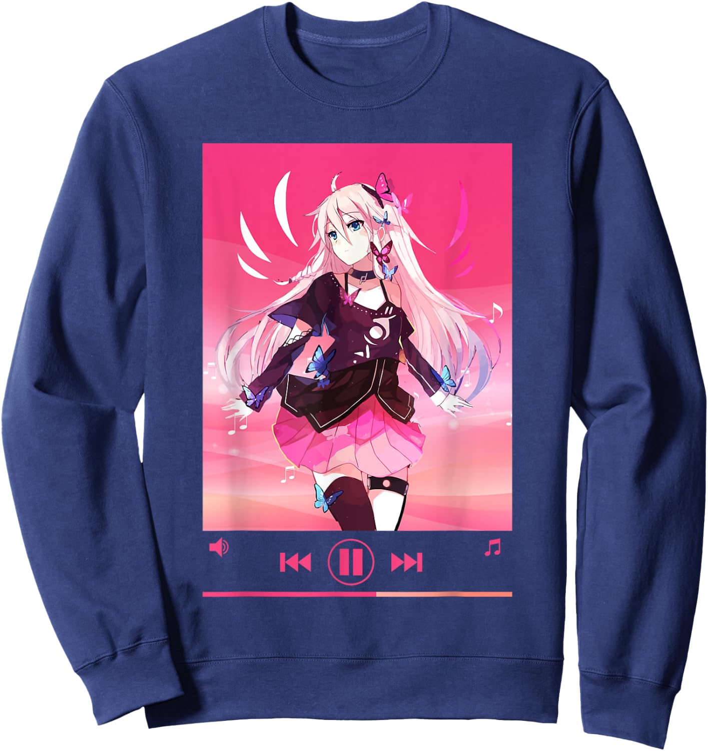 Anime Merch Anime Girl Cosplay Aesthetic Vaporwave Manga Sweatshirt - Sweatshirt | Navy