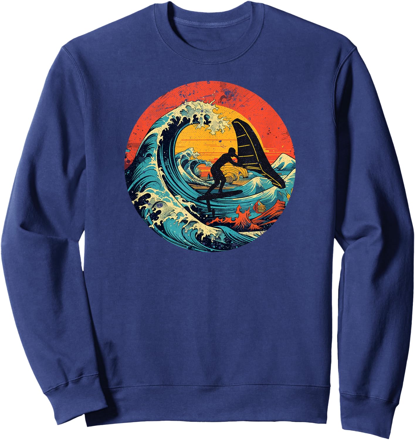 Wingfoil Surfer Wingfoiling Board Vintage Wing Foiling Sweatshirt - Sweatshirt | Navy