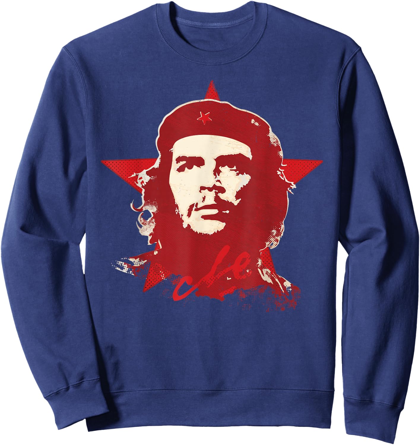 Che Guevara Shirt Cuba Star Cuban Red Revolution Graphic Sweatshirt - Sweatshirt | Navy