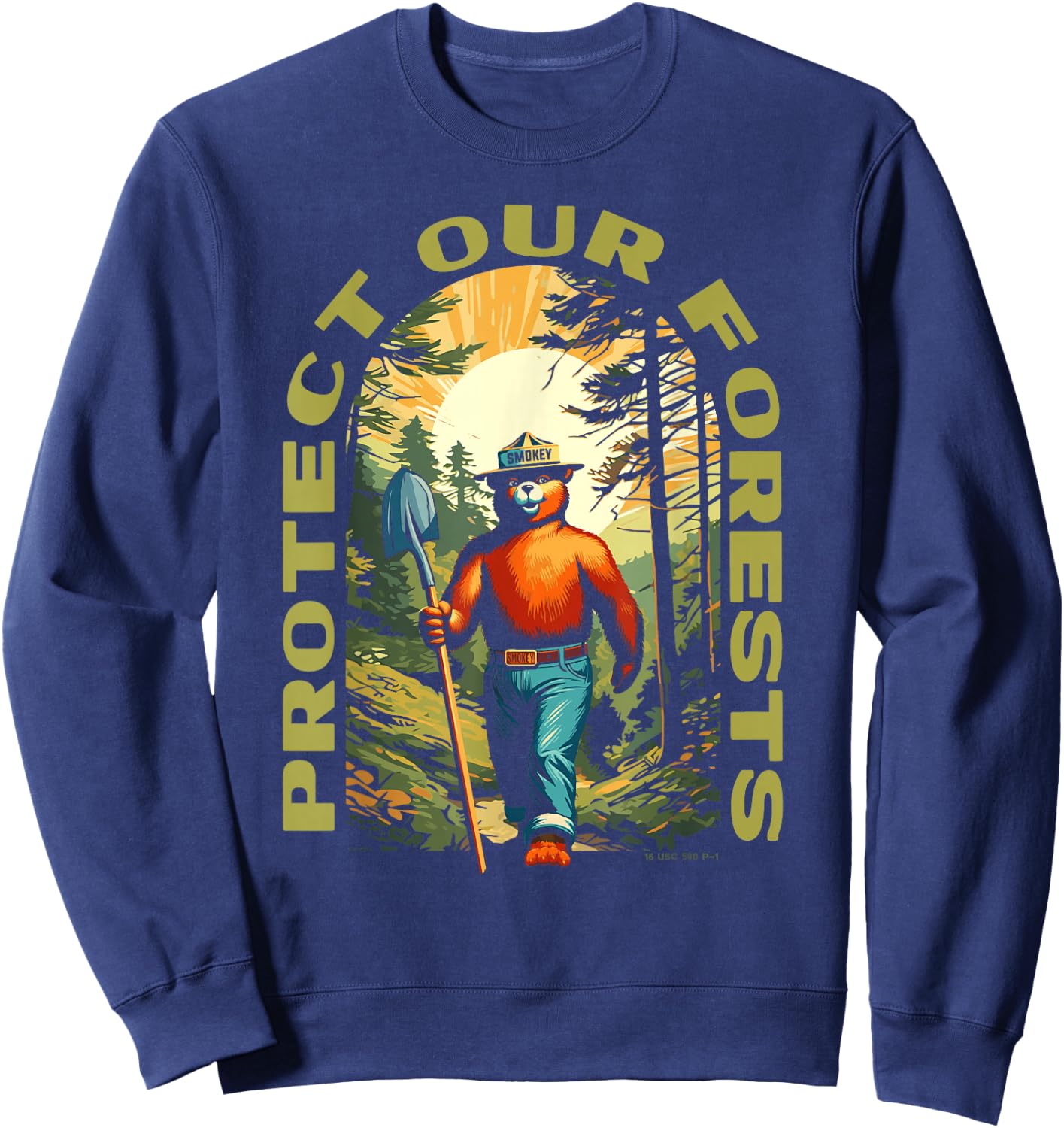 Hiking Smokey Bear Protect Our Forests Vintage Sweatshirt - Sweatshirt | Navy