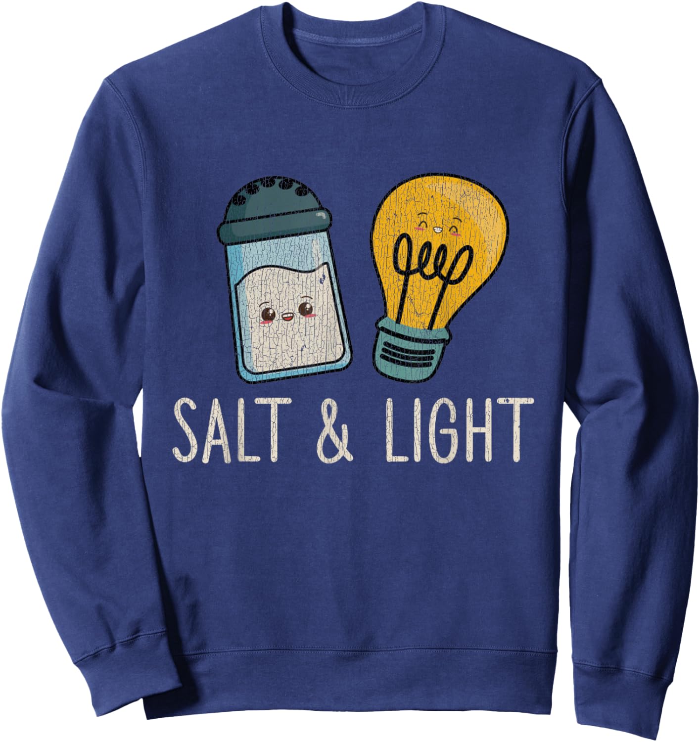 Vintage Cute Salt Light Bible Verse Matthew Proud Christian Sweatshirt - Sweatshirt | Navy