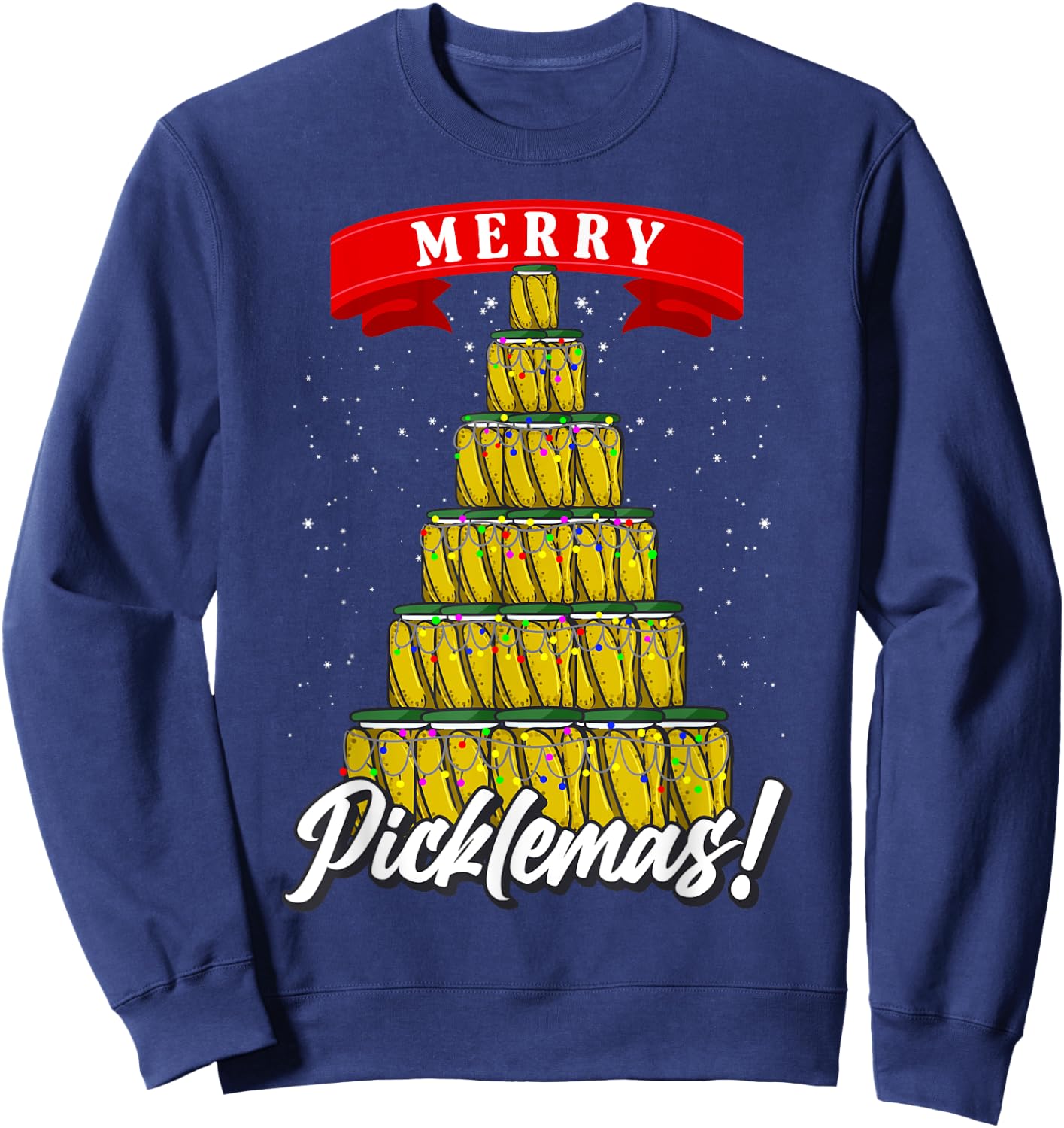 Pickle Gifts Men Women Fermentation Ugly Christmas Pickle Sweatshirt - Sweatshirt | Navy