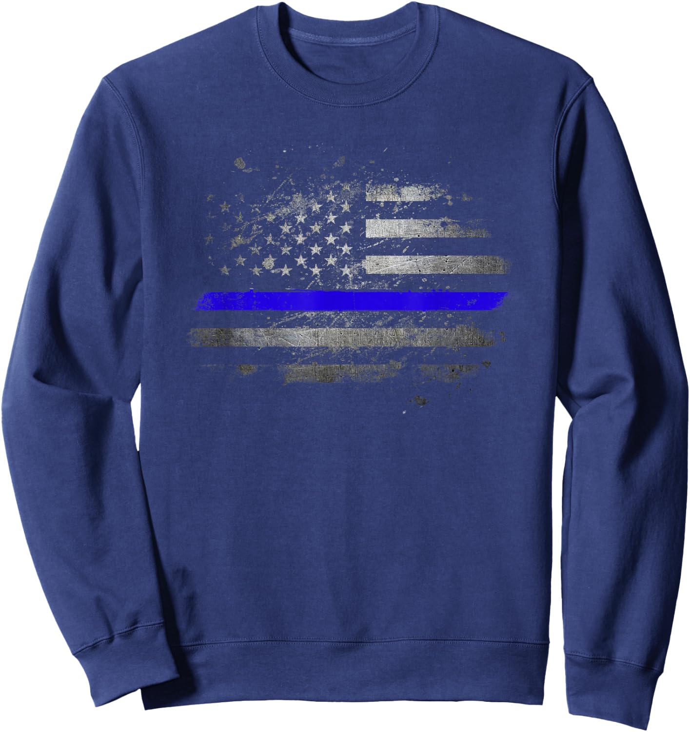 USA Flag Police Support Patriotic Law Enforcement Officer Sweatshirt - Sweatshirt | Navy