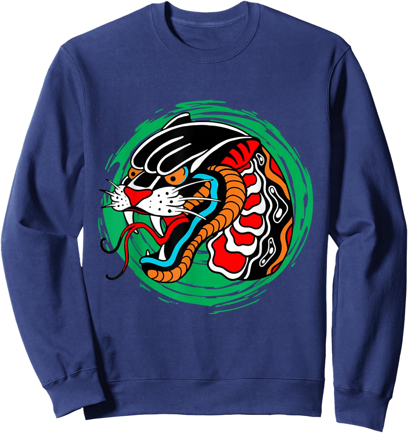 American Traditional Tattoo Old School Panther Snake Edgy Sweatshirt - Sweatshirt | Navy