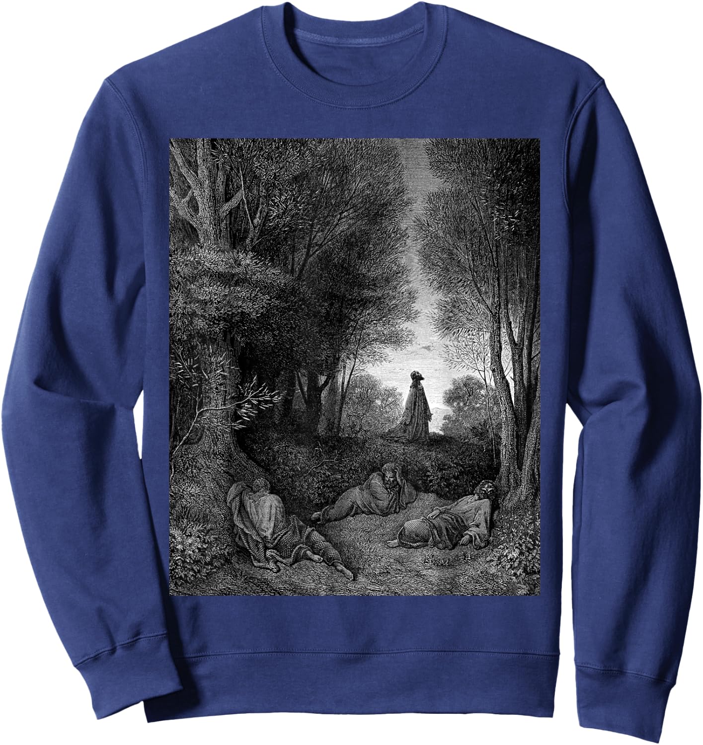 Jesus Praying in the Garden Gustave Dore Biblical Art Sweatshirt - Sweatshirt | Navy