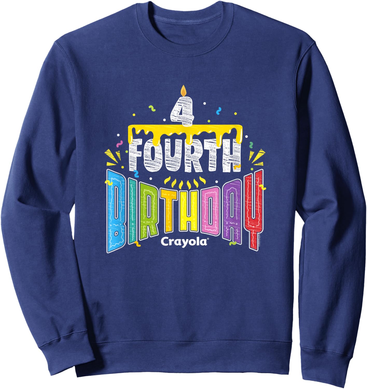 Crayola Fourth Birthday Colorful Celebration Cake Logo Sweatshirt - Sweatshirt | Navy