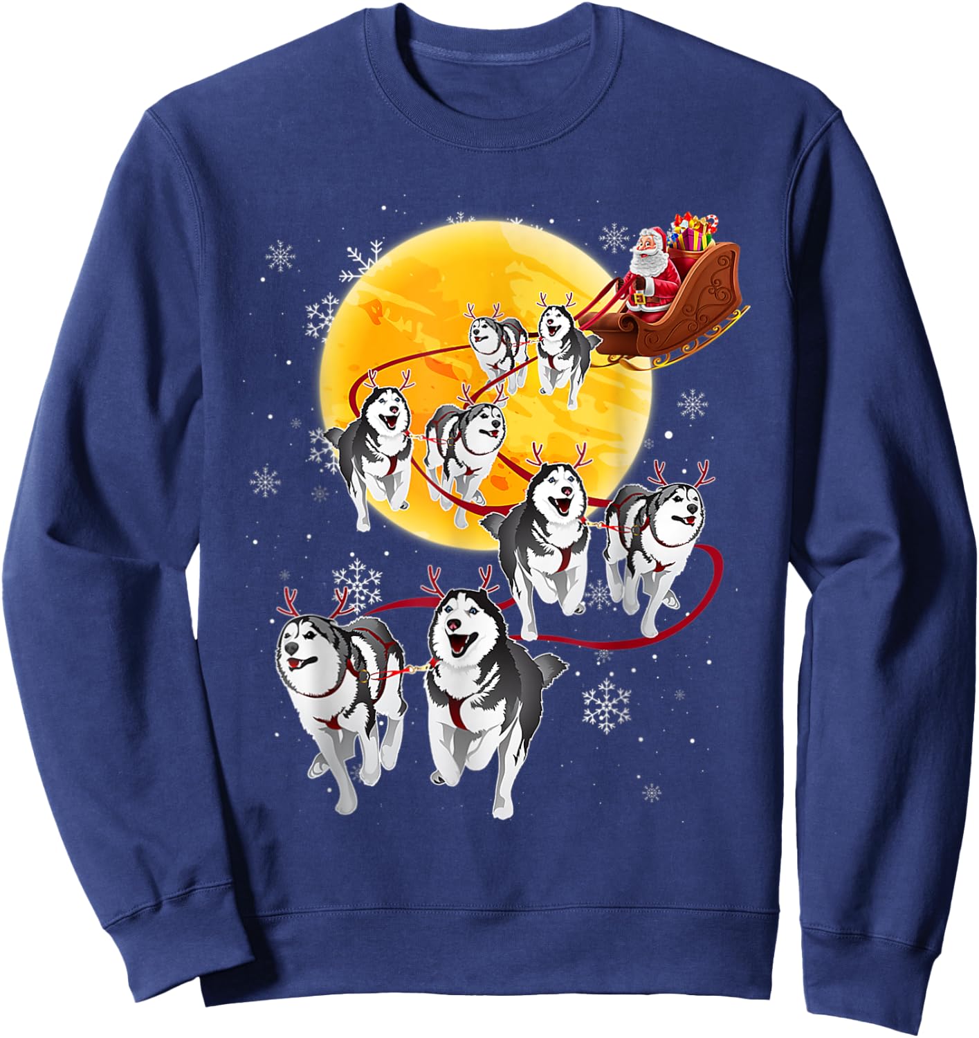 Santa Ride Sleigh Siberian Husky Christmas Dog Lover Sweatshirt - Sweatshirt | Navy