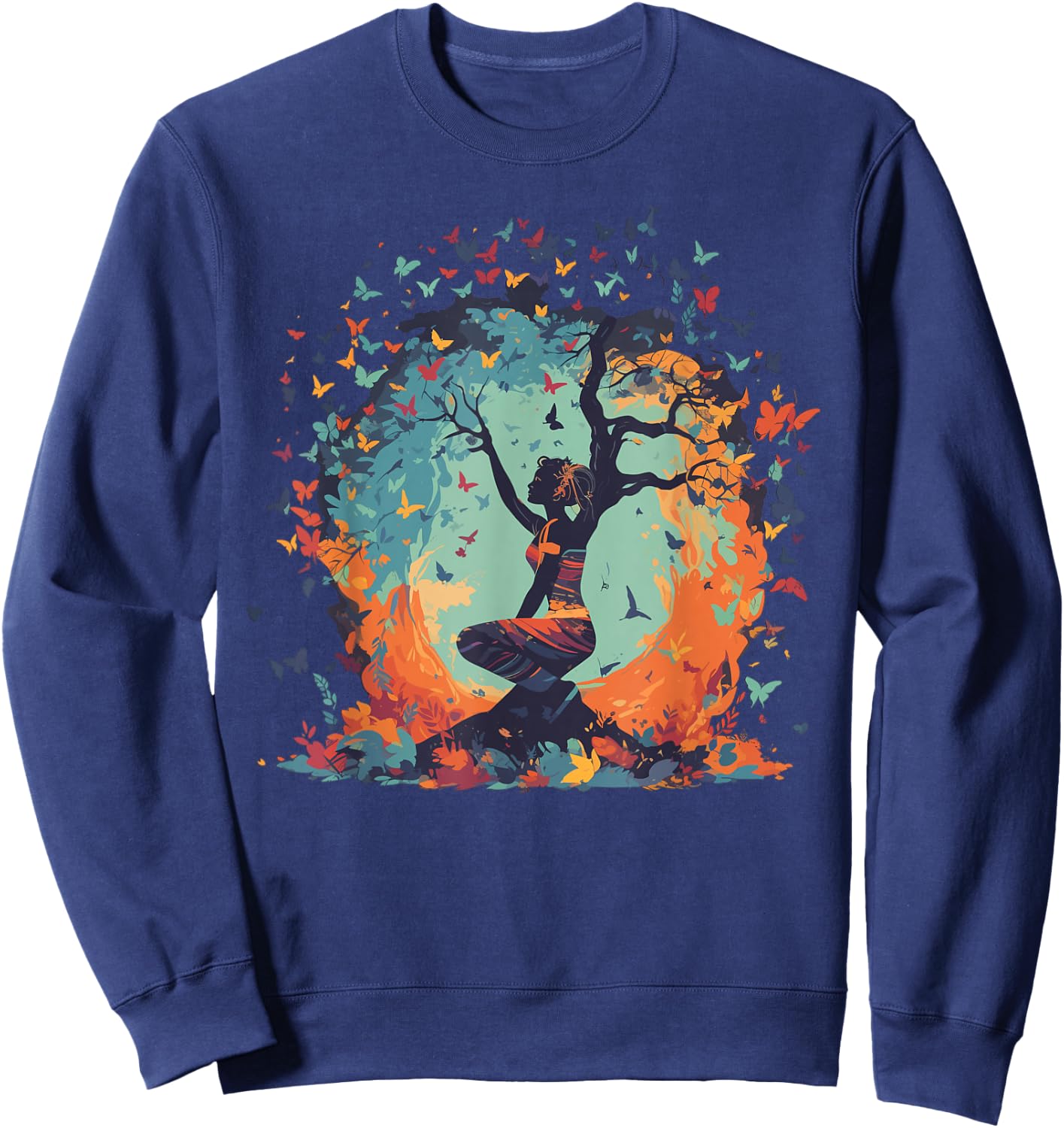 Butterfly Tree of Life Yoga Sweatshirt - Sweatshirt | Navy