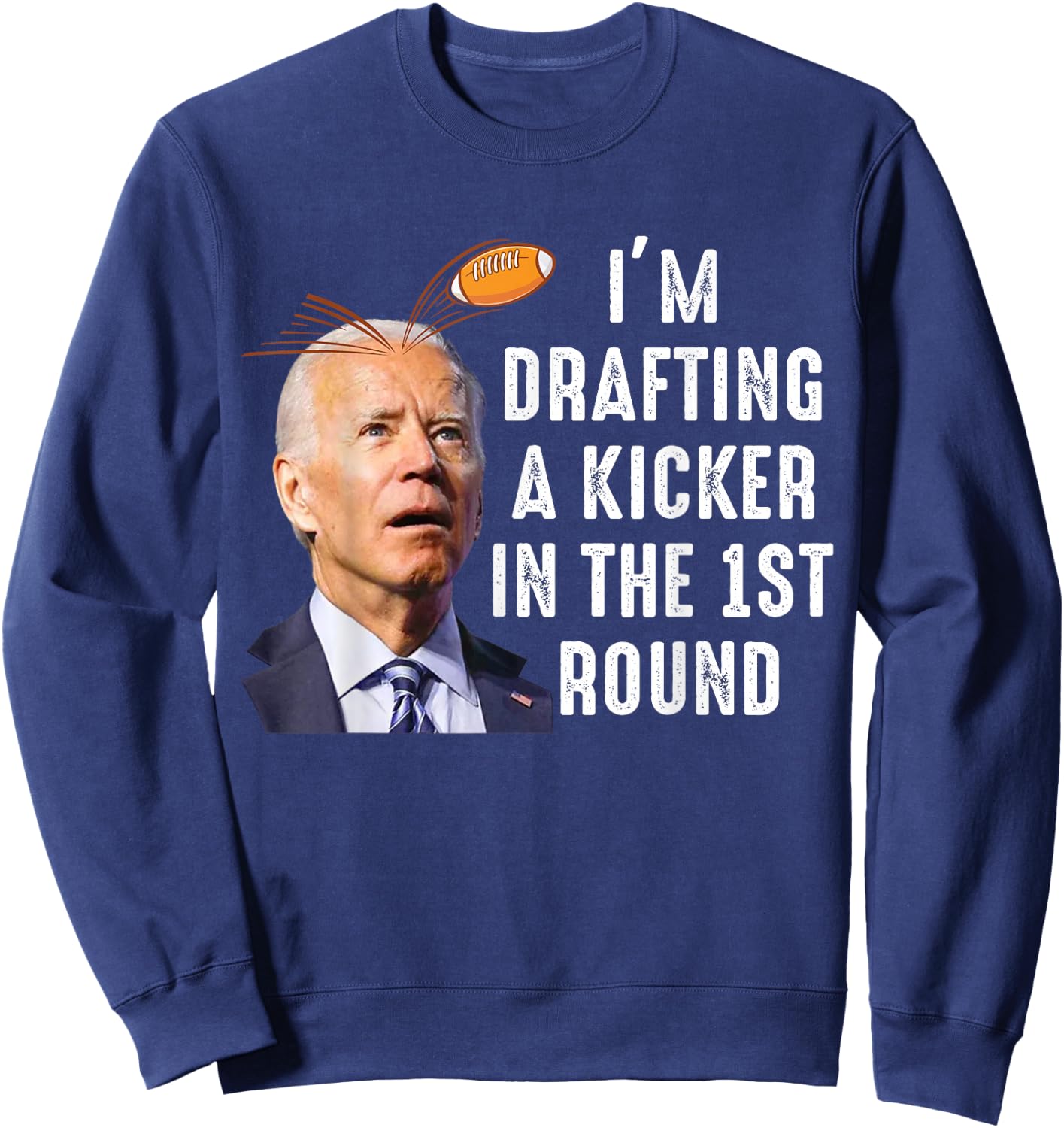 Confused Drafting Kicker Funny Fantasy Football Draft Party Sweatshirt - Sweatshirt | Navy