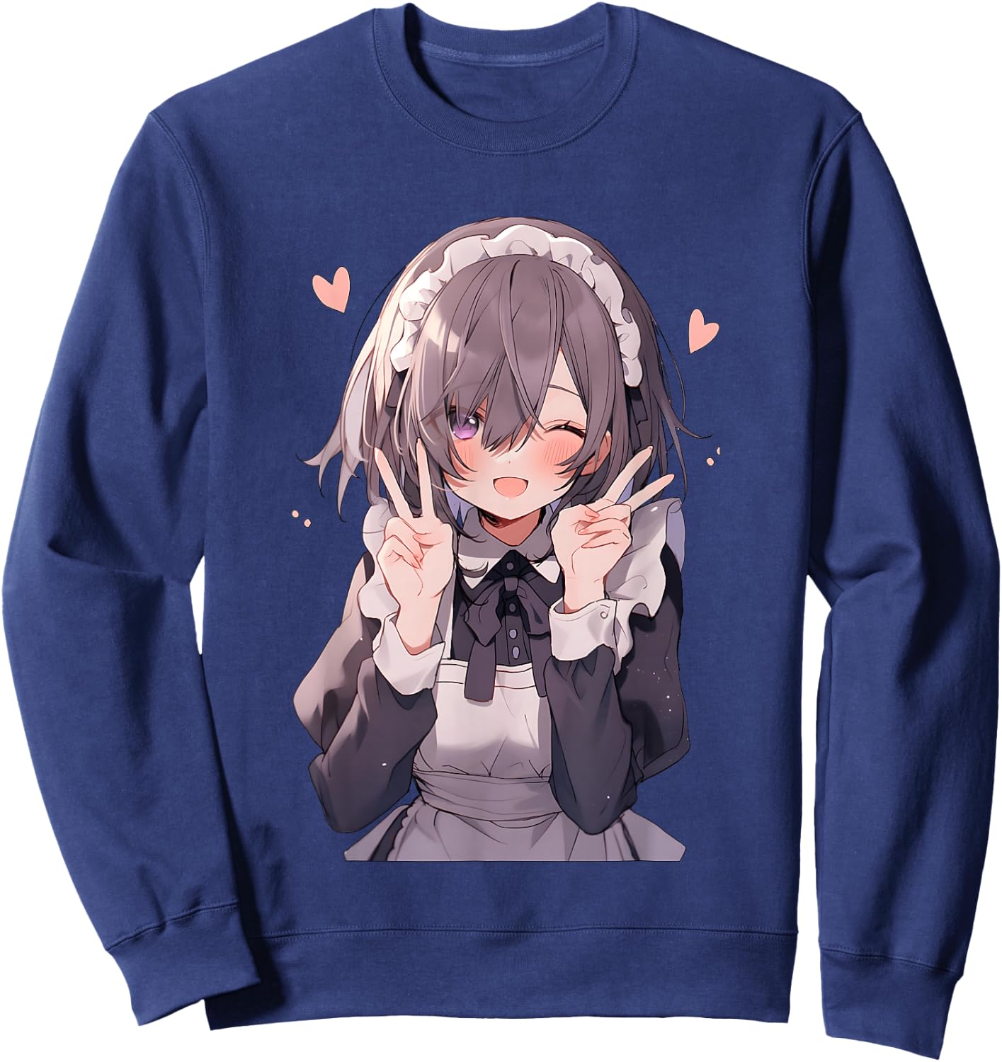 Kawaii Anime Girl Maid Cute Otaku Sweatshirt - Sweatshirt | Navy