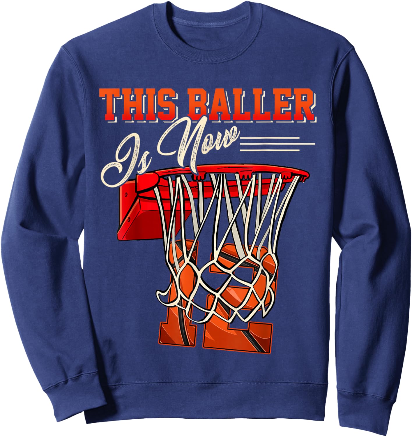 12th Birthday Shirt for Boy Basketball 12 Years Old Kid Gift Sweatshirt - Sweatshirt | Navy