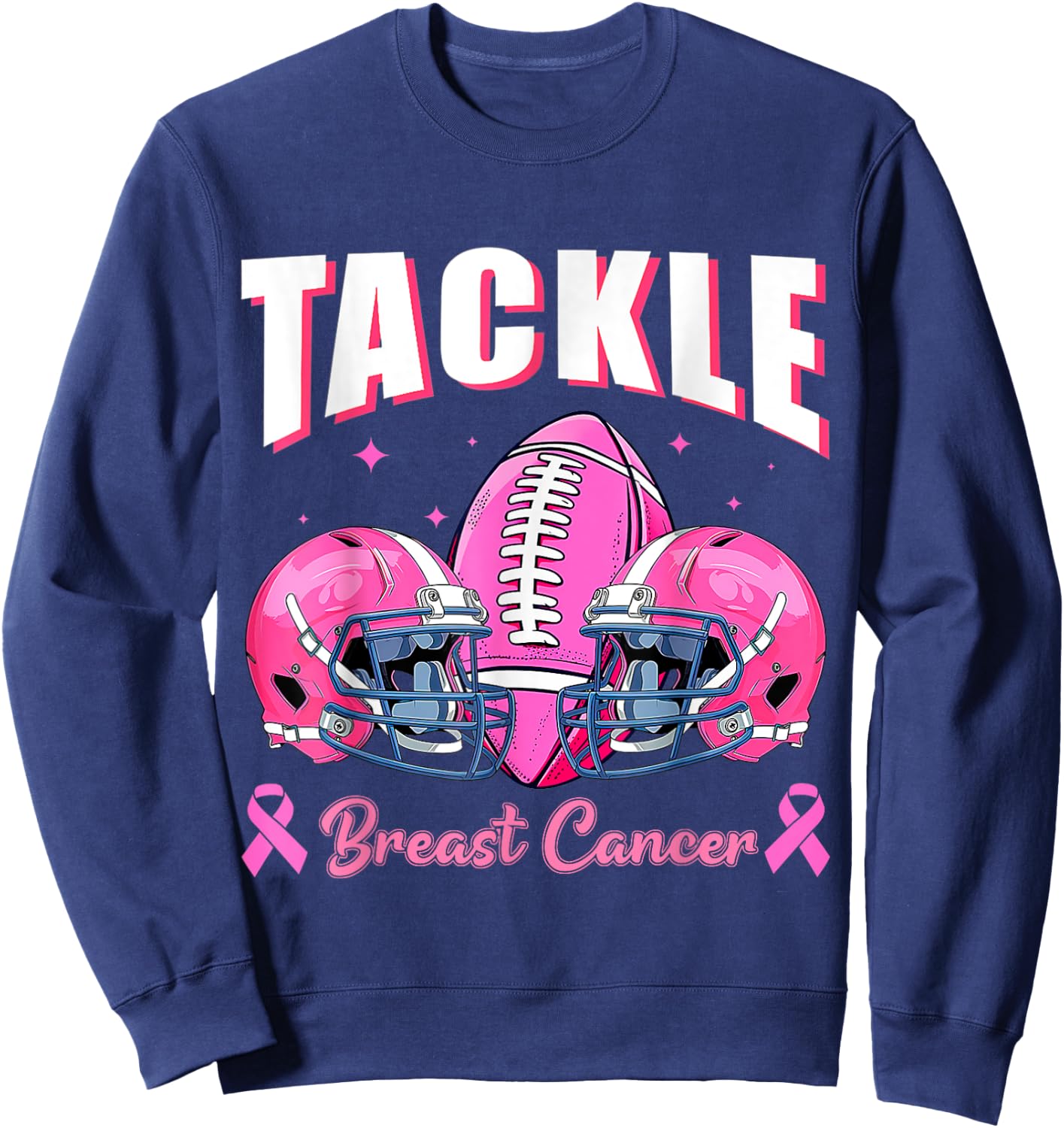 Tackle Breast Cancer Awareness Football Pink Ribbon Boys Kid Sweatshirt - Sweatshirt | Navy