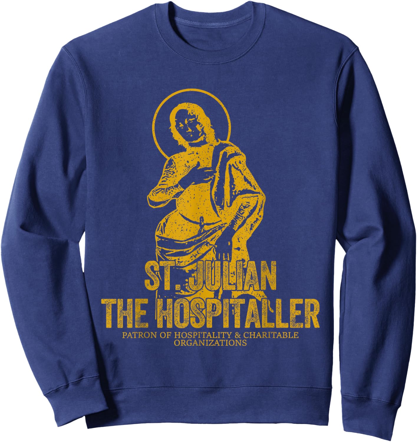 Catholicism Gold St. Julian The Hospitaller Christian Saint Sweatshirt - Sweatshirt | Navy