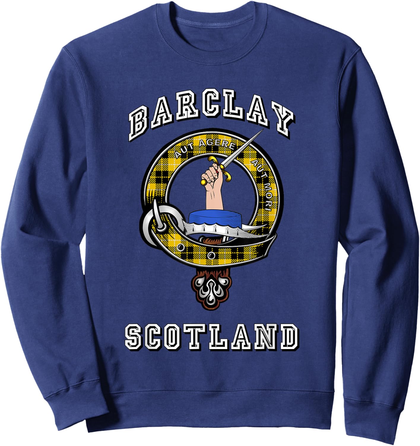 Barclay Tartan Clan Badge Athletic Style Sweatshirt - Sweatshirt | Navy