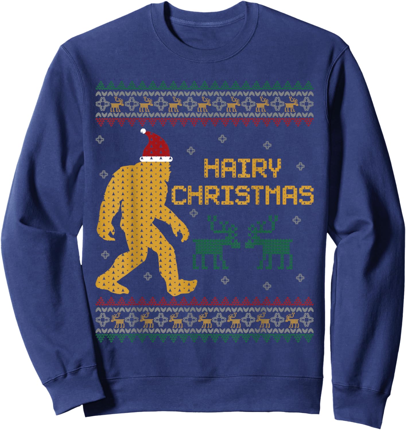 Hairy Christmas Bigfoot Ugly Christmas Sweater Sasquatch Sweatshirt - Sweatshirt | Navy