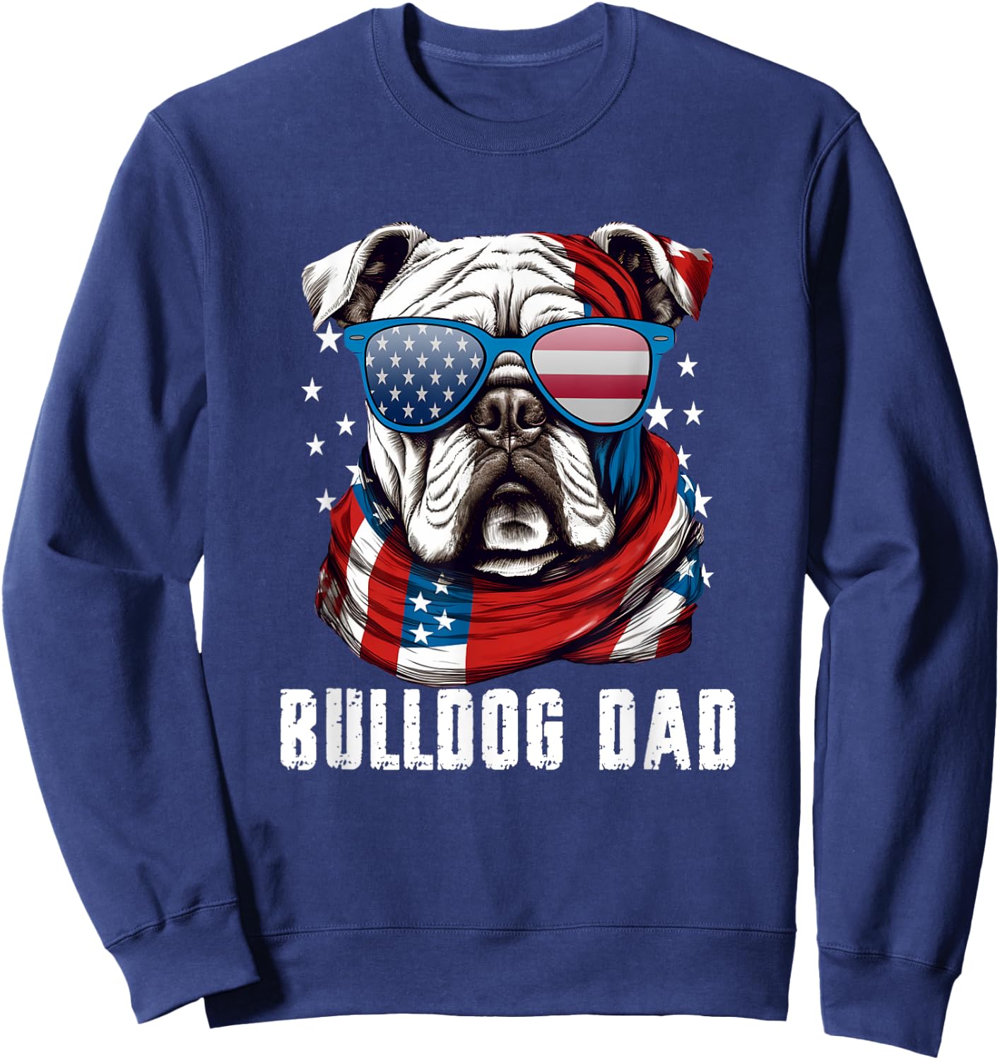 American Bulldog Dad USA Flag 4th of July Dog Father Sweatshirt - Sweatshirt | Navy