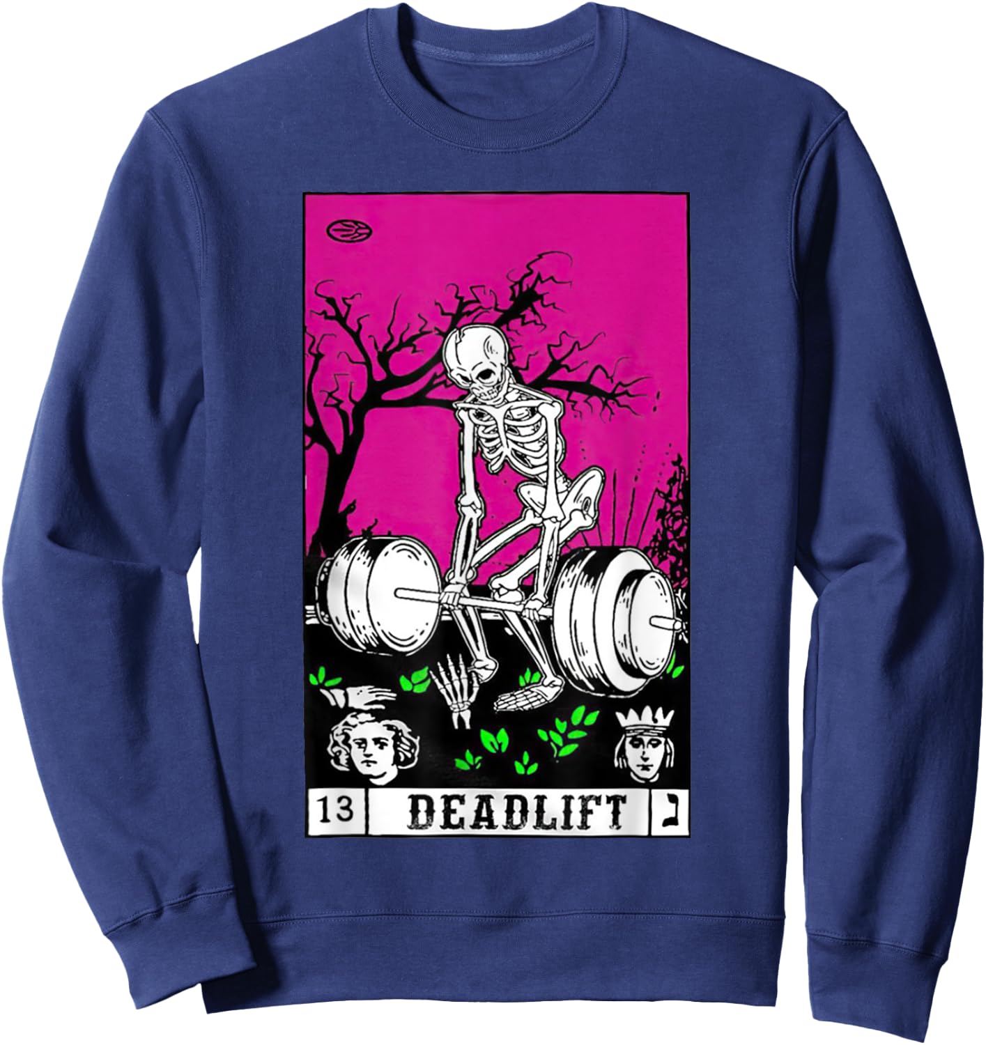 Tarot Card Funny Gym Deadlifts Workout Occult Reading Reader Sweatshirt - Sweatshirt | Navy