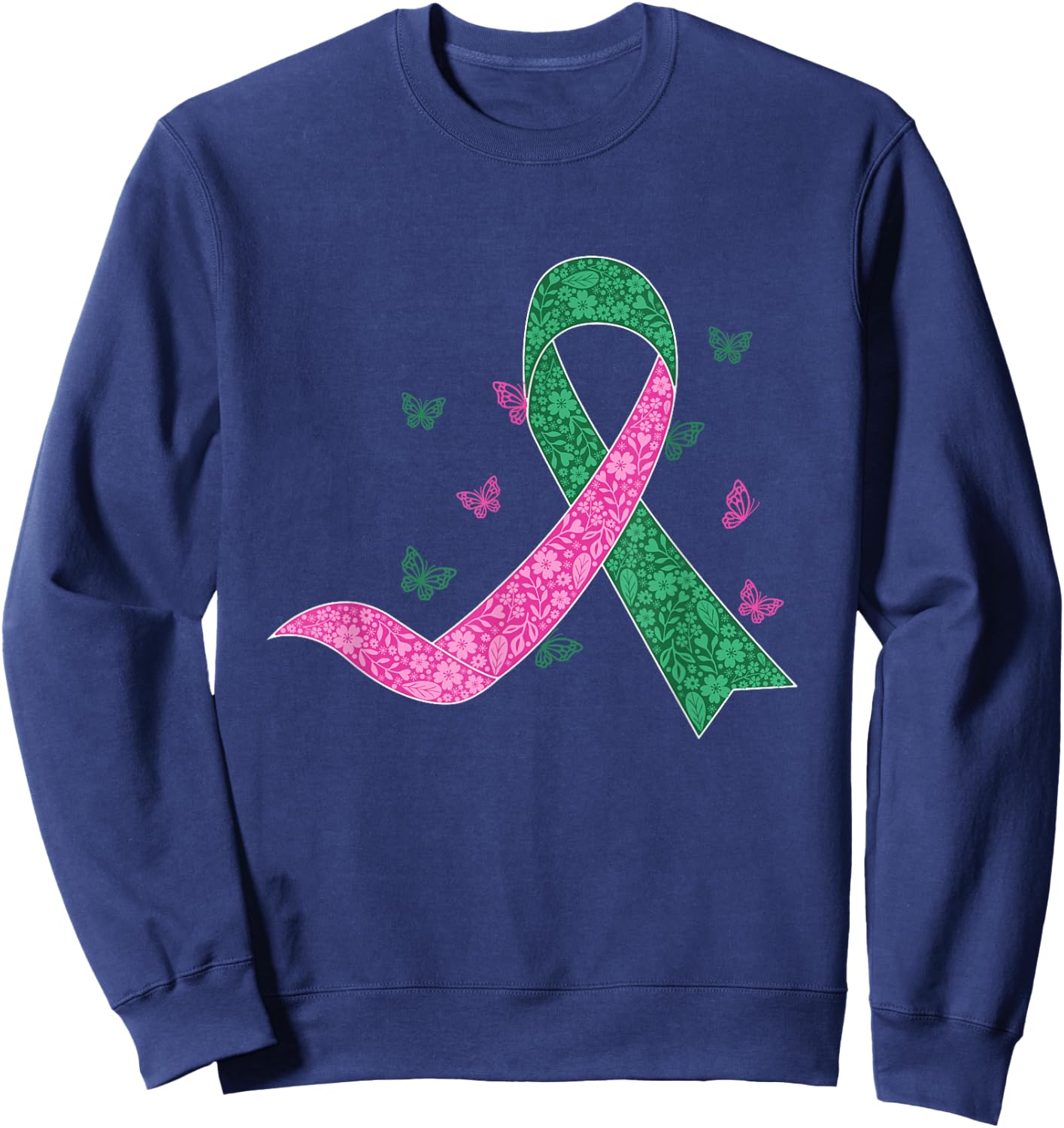 Liver and Breast Cancer October Cancer Awareness Support Sweatshirt - Sweatshirt | Navy