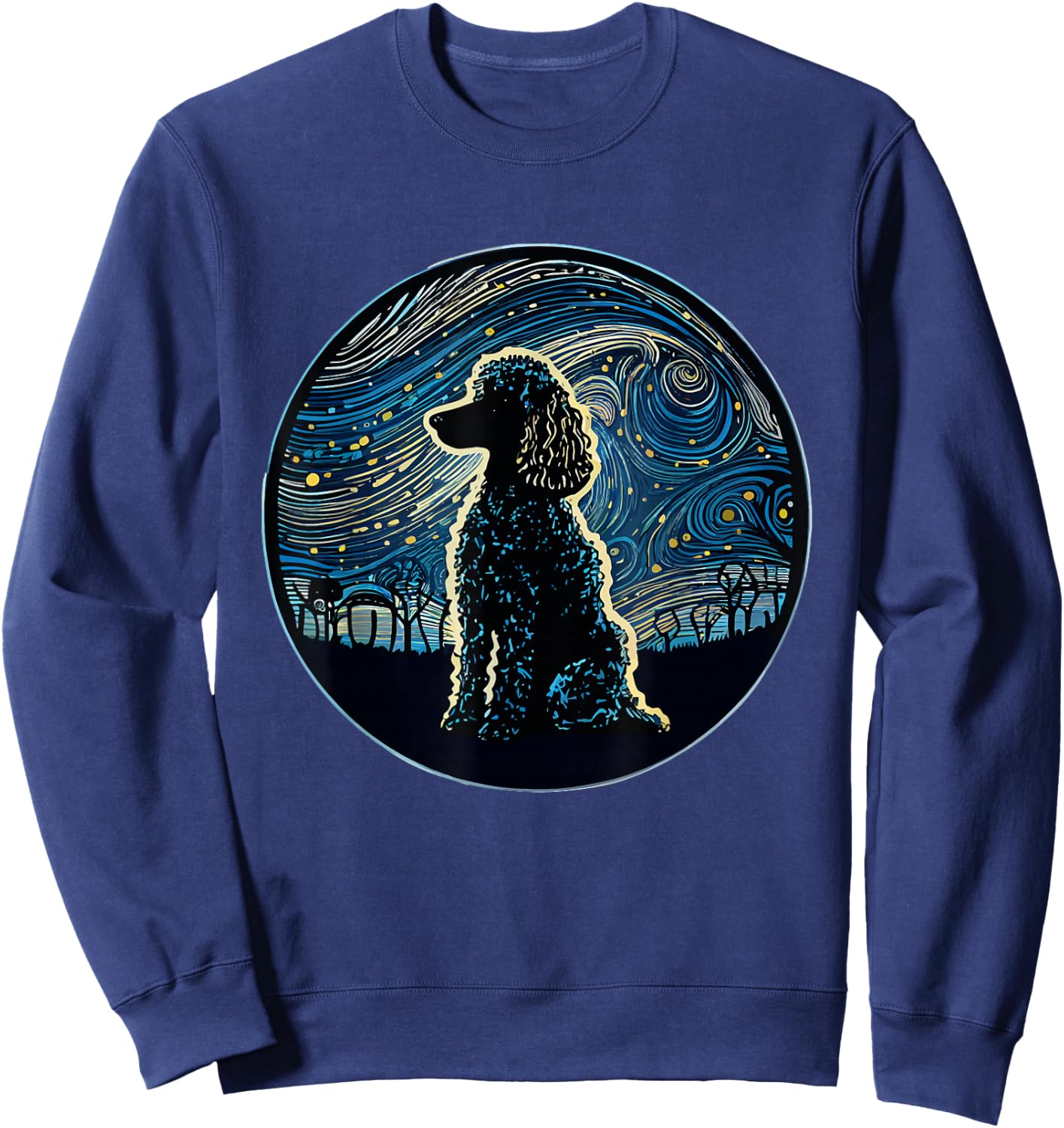 Poodle Starry Night Van Gogh Poodle Mom Dad Owner Sweatshirt - Sweatshirt | Navy