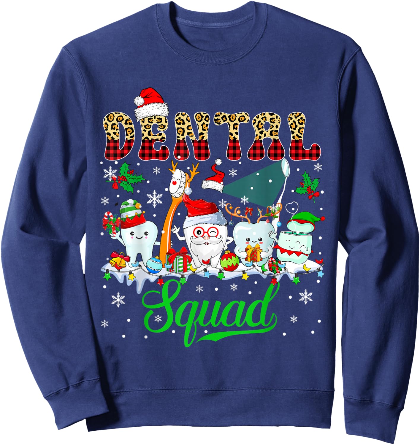 Dental Squad Christmas Santa Reindeer Elf Dental Tools Sweatshirt - Sweatshirt | Navy