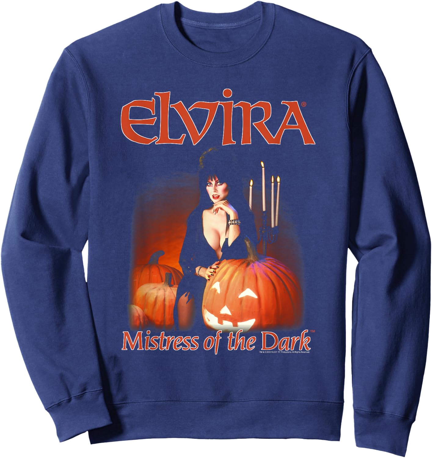 Elvira, Mistress of The Dark Pumpkin Halloween Horror Sweatshirt - Sweatshirt | Navy