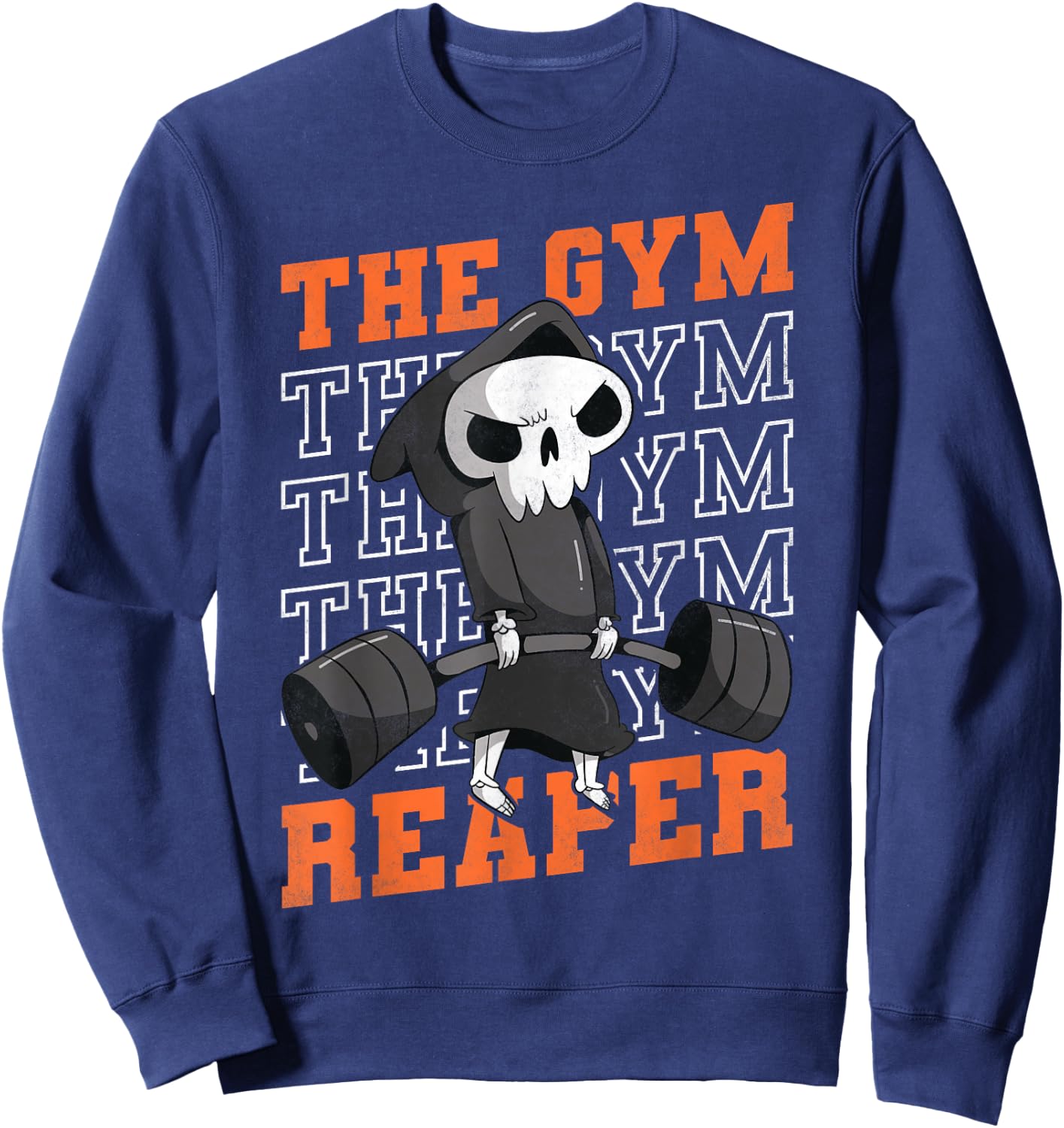 The Gym Reaper, Fitness Grim Reaper Halloween Sweatshirt - Sweatshirt | Navy