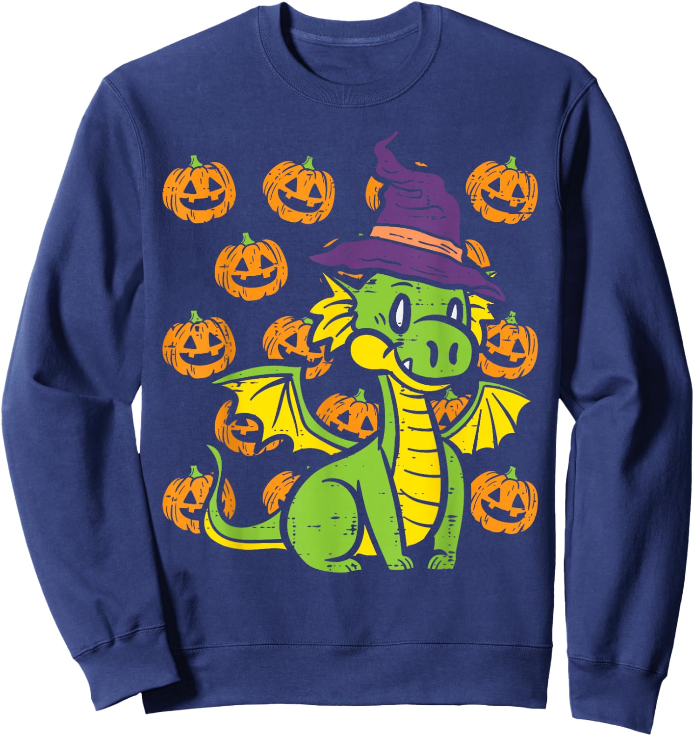 Dragon Pumpkins Happy Halloween Cute Costume Men Women Kids Sweatshirt - Sweatshirt | Navy