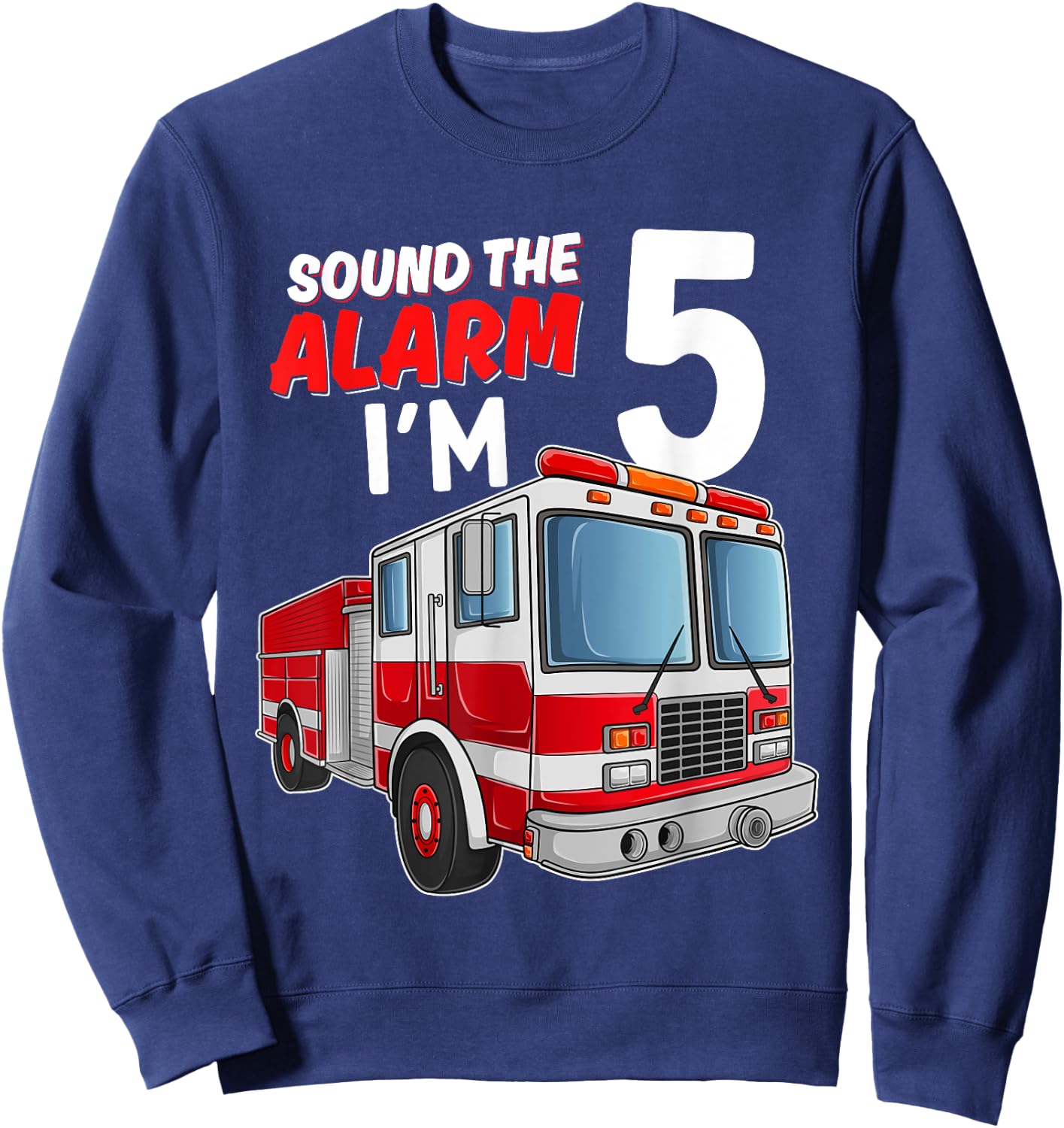 Kids Fire Truck 5th Birthday 5 Years Old Boys Girls Kids Sweatshirt - Sweatshirt | Navy