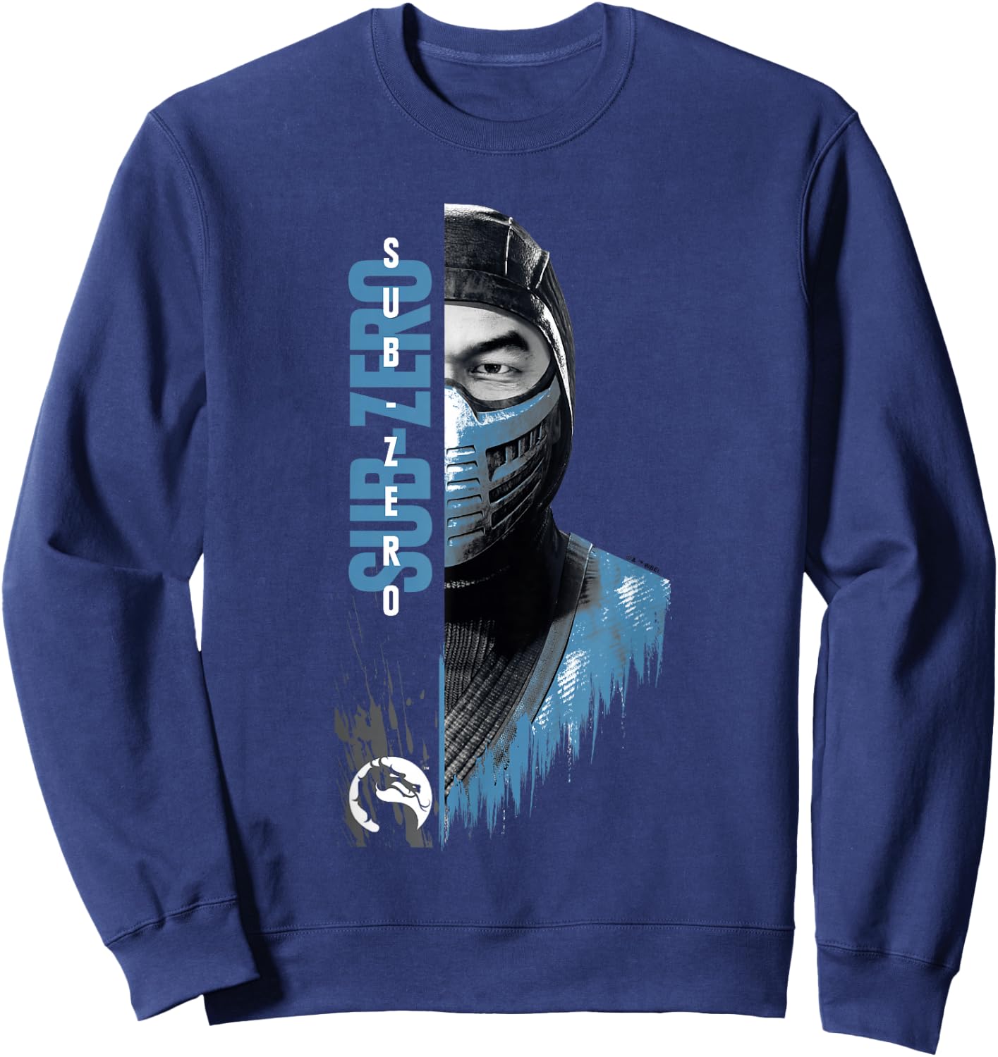 Mortal Kombat Klassic Sub-Zero Split Face Bust Portrait Sweatshirt - Sweatshirt | Navy