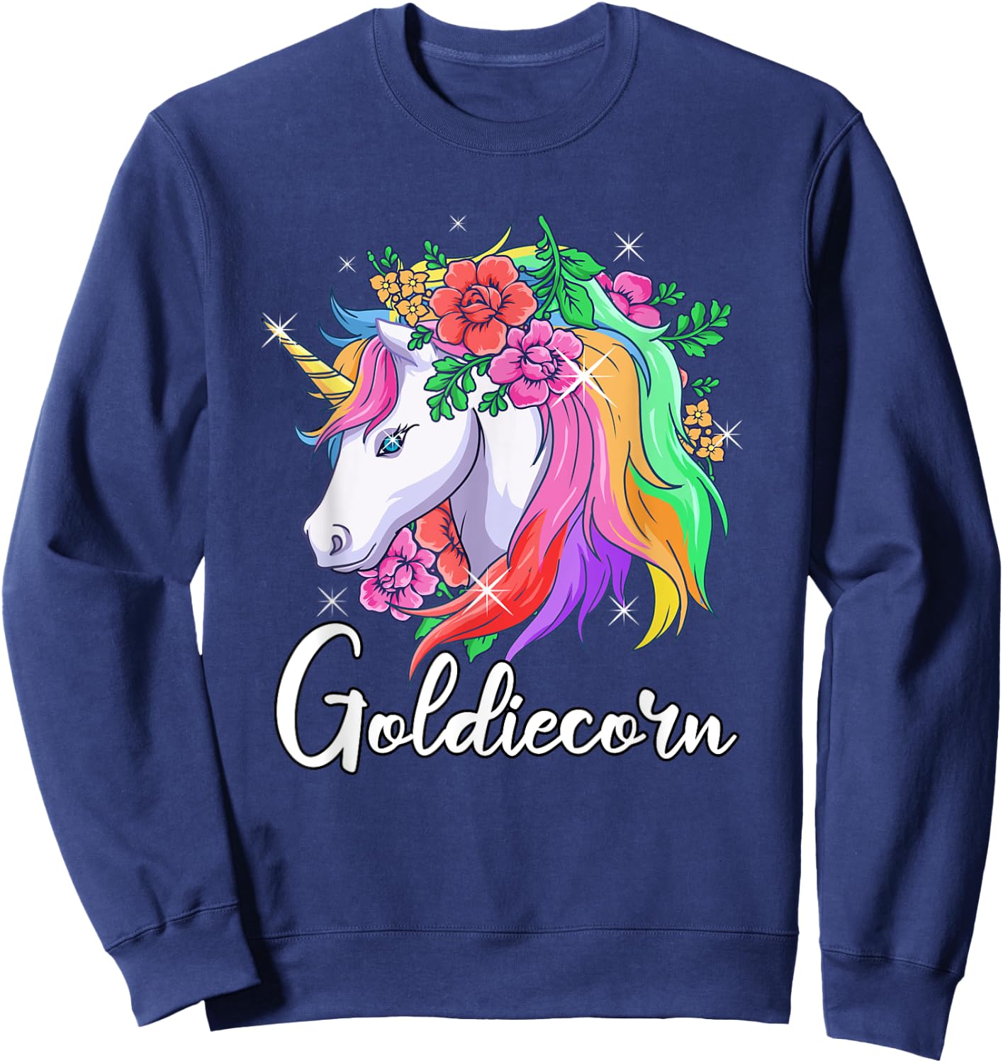 Cute Goldiecorn Personalized Name Unicorn Goldie Sweatshirt - Sweatshirt | Navy