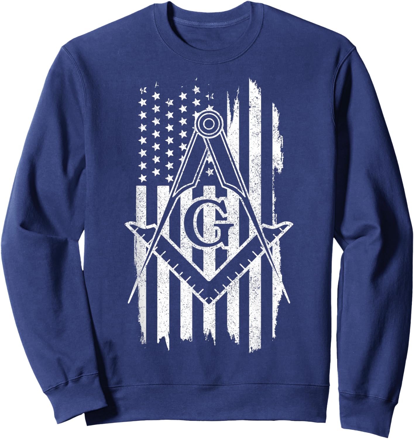 Patriotic Masonic American Flag Sweatshirt - Sweatshirt | Navy