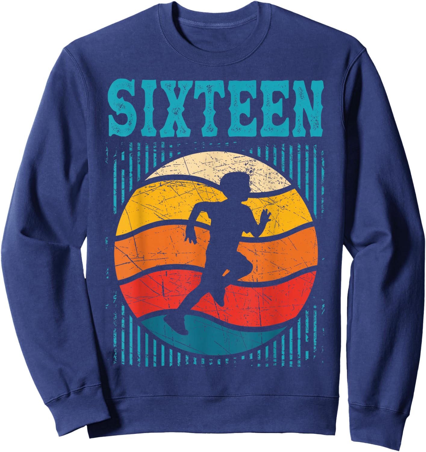 16th Birthday Retro Runner Jogging 16 Year Old Boys Sweatshirt - Sweatshirt | Navy