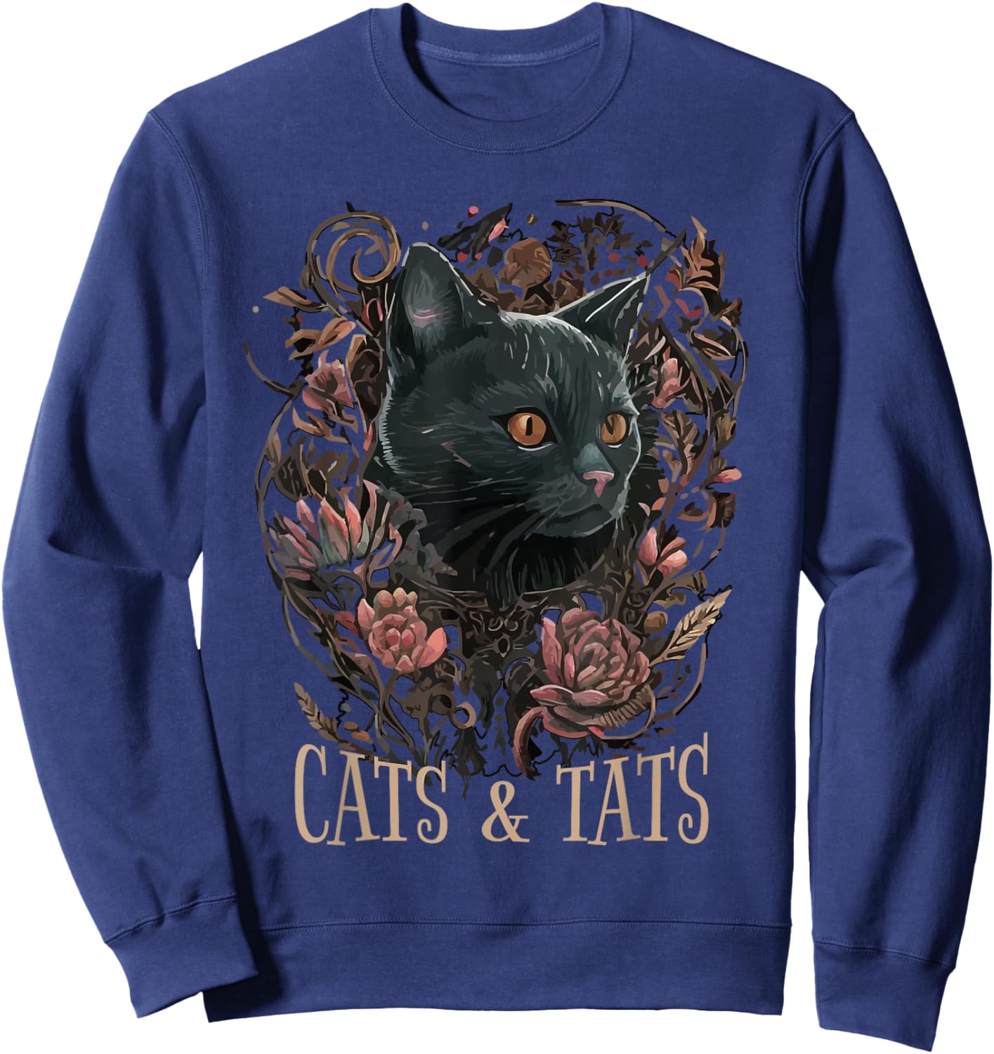 Cats And Tats Tattoo Artist & Cat Lover | Pet Owner Funny Sweatshirt - Sweatshirt | Navy