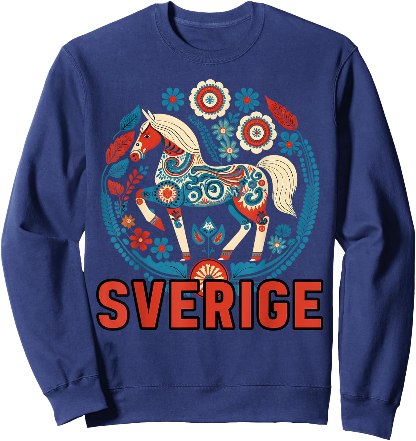 Swedish Dala Horse Scandinavian Traditions Sverige Sweden Sweatshirt - Sweatshirt | Navy